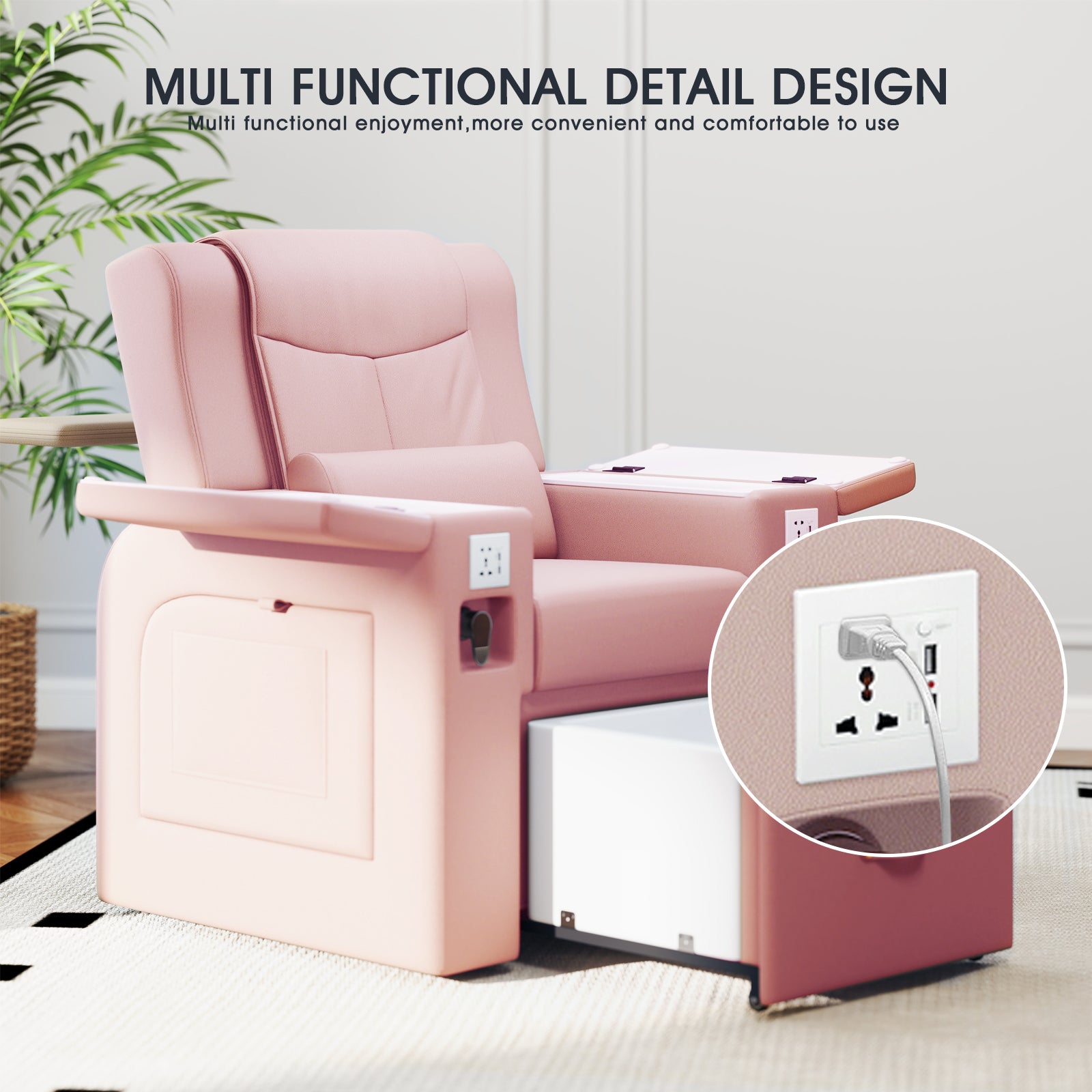 #1481 Artist hand Pedicure Spa Chair, Massage Chair, with Smart Foot Bathtub, Hand Wash, Salon Chairs for Manicure, Foot Bath