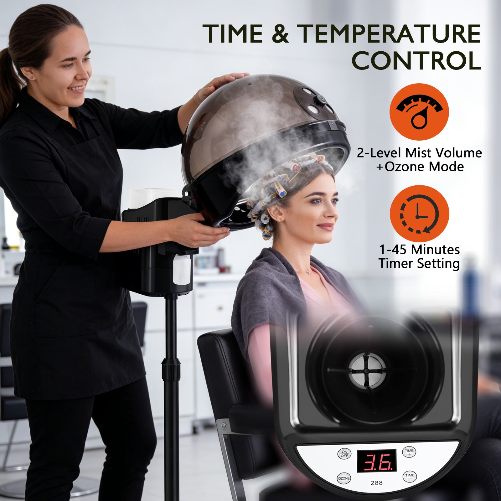 #4024 Professional Hair Steamer for Deep Conditioning, Standing Hair Steamer with Timer, Adjustable Height Steamer for Hair Beauty Salon Home Use