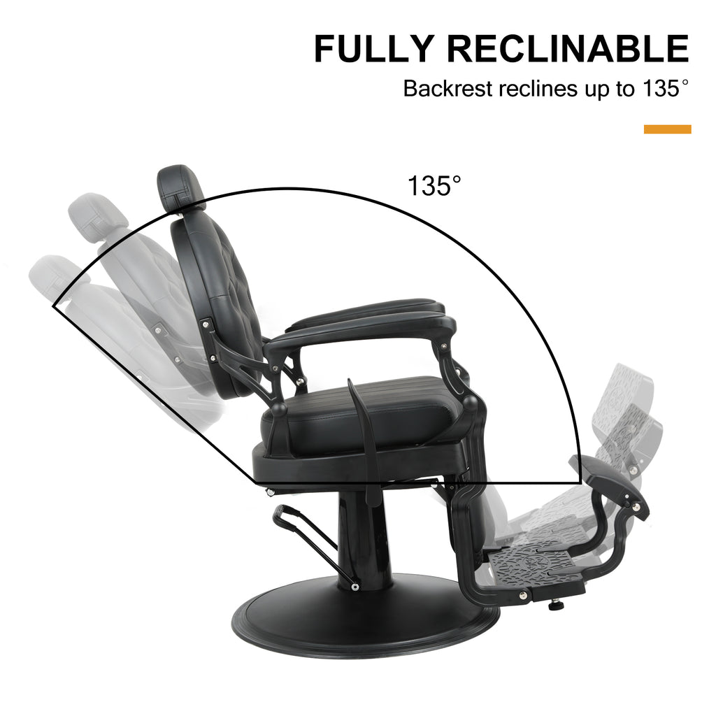 #5064 Retro Barber Chair Heavy Duty Barber Chairs Vintage Salon Chair Hydraulic Recline Chair Square Cushioning Beauty Spa Styling Equipment