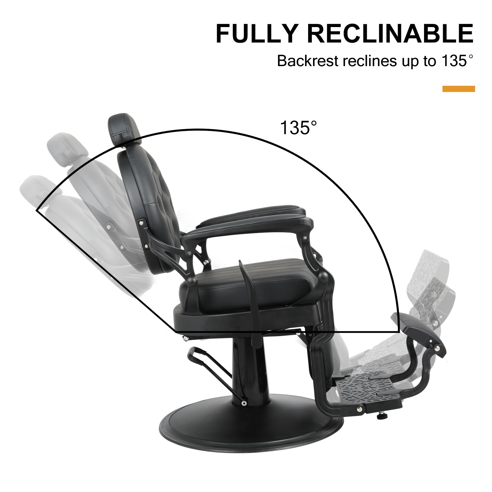 #5064 Retro Barber Chair Heavy Duty Barber Chairs Vintage Salon Chair Hydraulic Recline Chair Square Cushioning Beauty Spa Styling Equipment