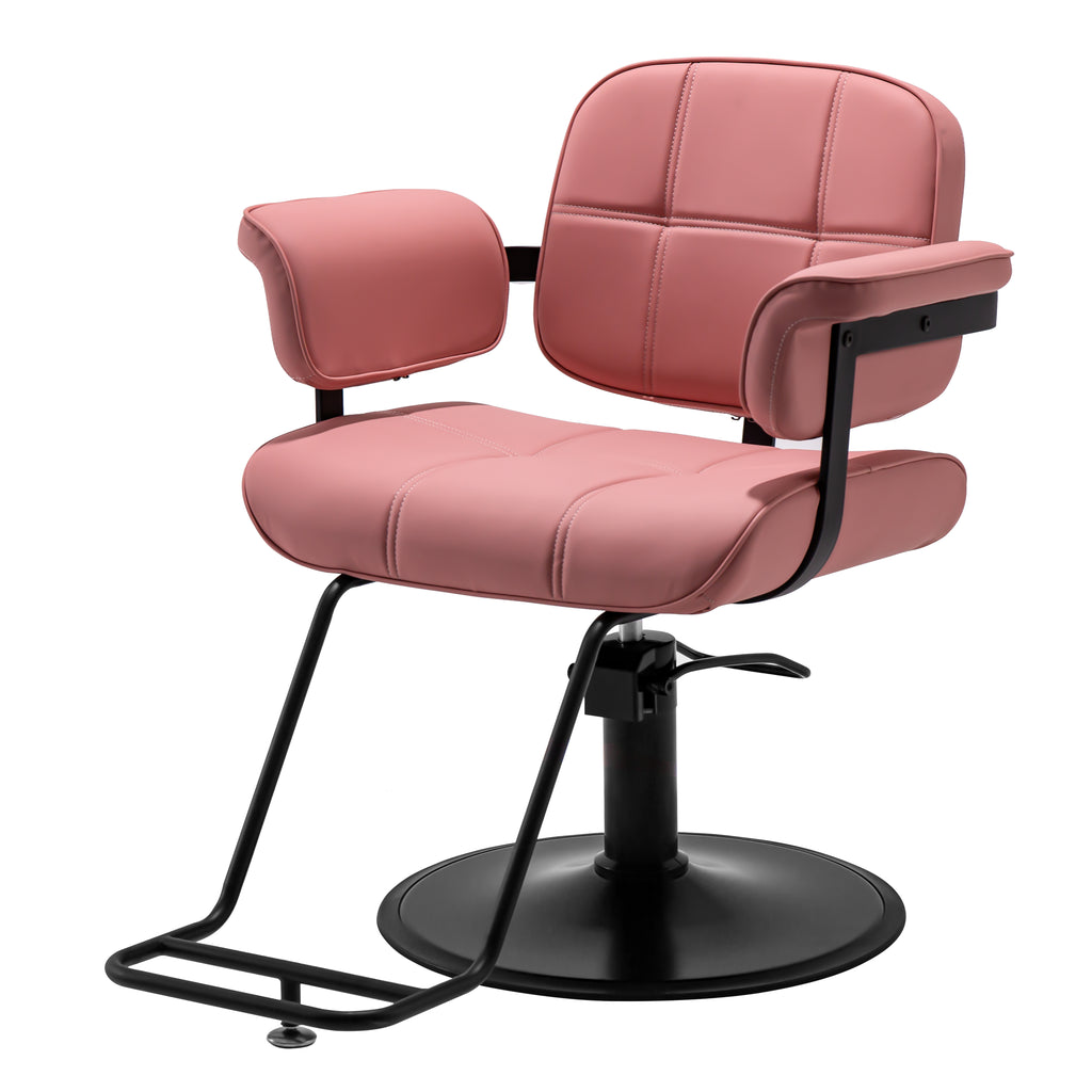 #2420 Barber Salon Chair, Extra Wide Hair Styling Chair with Heavy Duty Hydraulic Pump, 360?? Swivel Height Adjustable Braiding Design, Luxury Beauty Salon and Barbershop Equipment, Pink