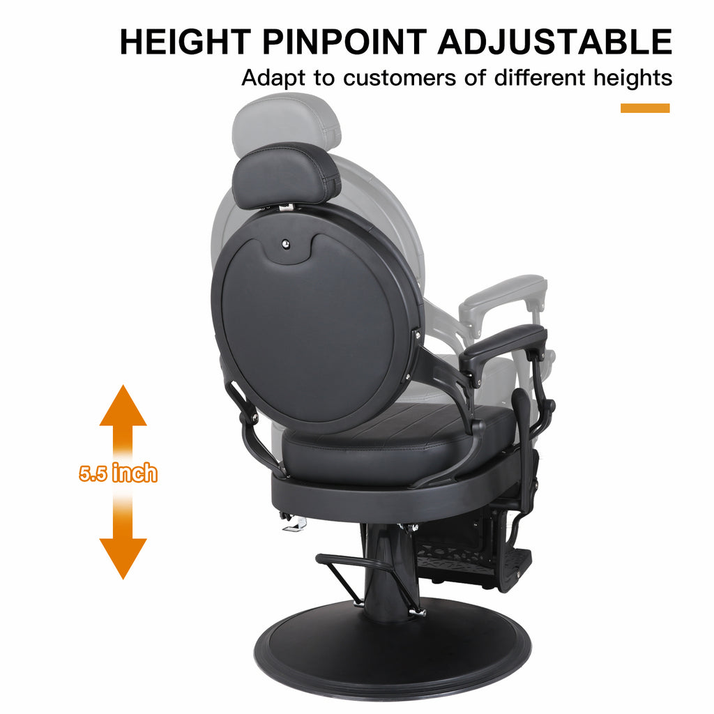 #5064 Retro Barber Chair Heavy Duty Barber Chairs Vintage Salon Chair Hydraulic Recline Chair Square Cushioning Beauty Spa Styling Equipment