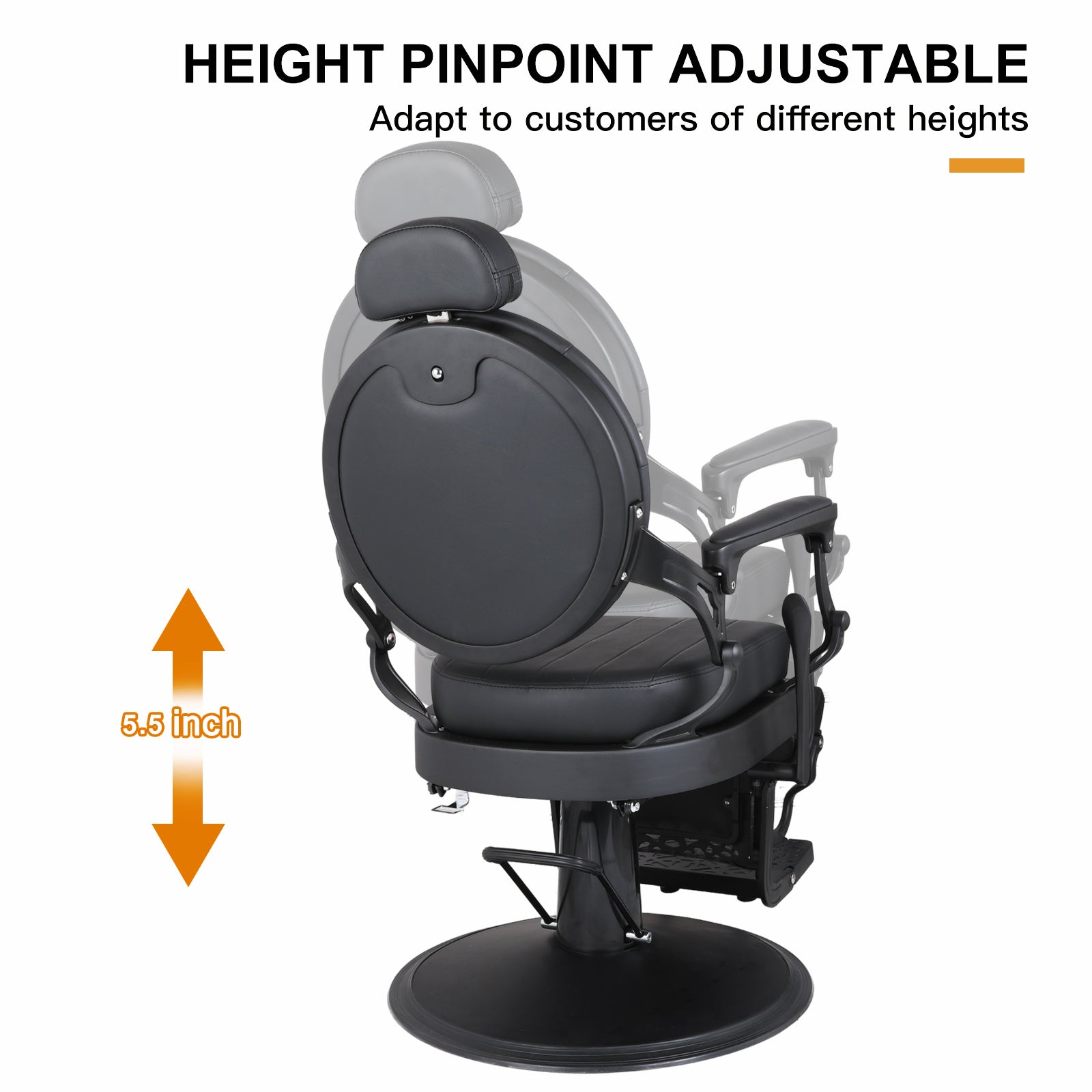 #5064 Retro Barber Chair Heavy Duty Barber Chairs Vintage Salon Chair Hydraulic Recline Chair Square Cushioning Beauty Spa Styling Equipment