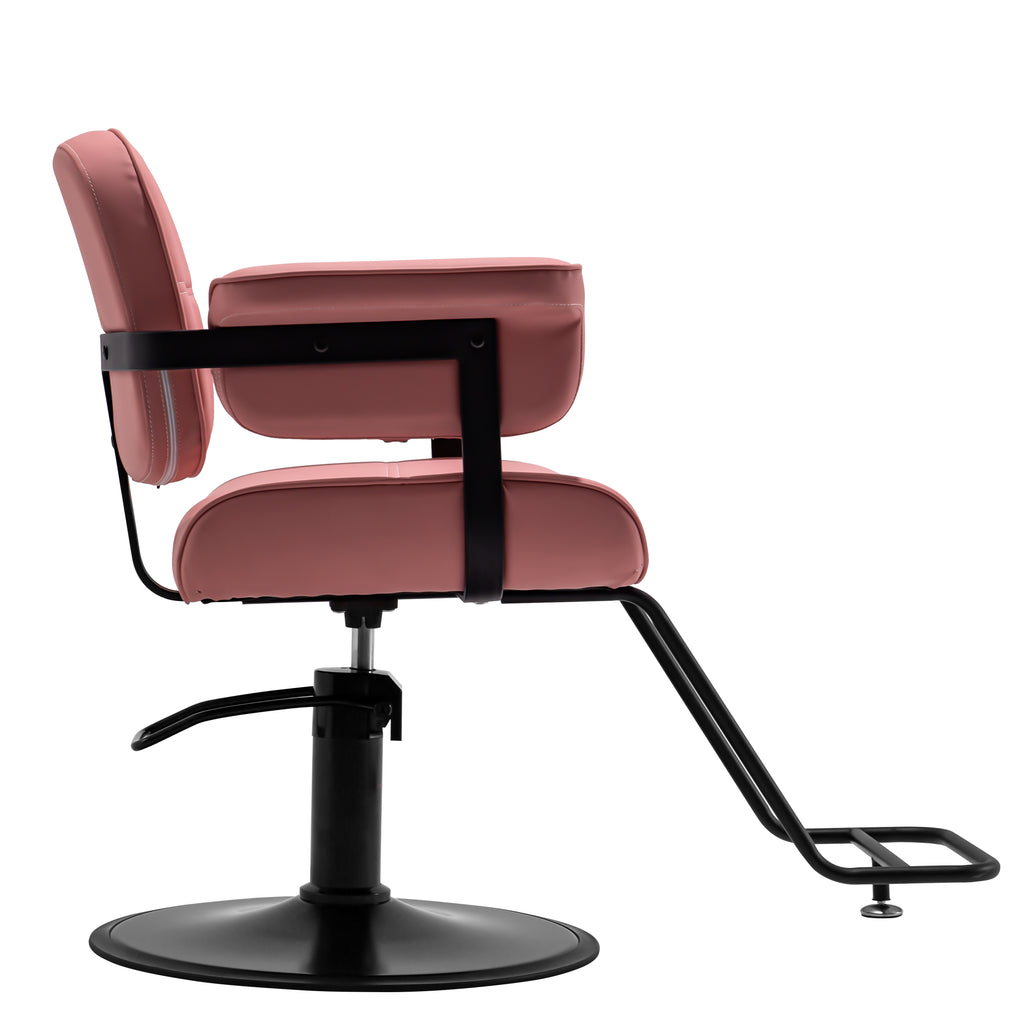 #2420 Barber Salon Chair, Extra Wide Hair Styling Chair with Heavy Duty Hydraulic Pump, 360?? Swivel Height Adjustable Braiding Design, Luxury Beauty Salon and Barbershop Equipment, Pink