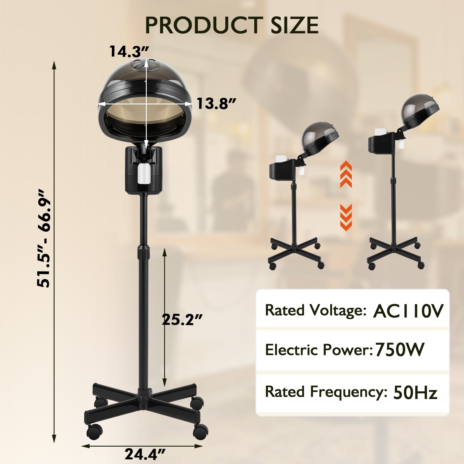 #4024 Professional Hair Steamer for Deep Conditioning, Standing Hair Steamer with Timer, Adjustable Height Steamer for Hair Beauty Salon Home Use