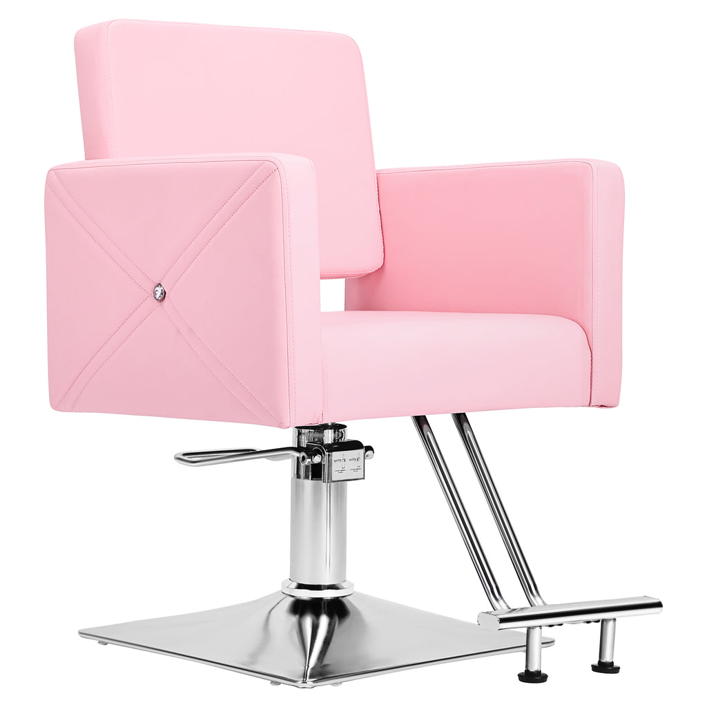 #5437 Pink Salon Chair for Hair Stylist with Back Cover, Hydraulic Hair Chair 360 Swivel Barber Chair, Beauty Salon Equipment for Hair Stylist Women, Max Load Weight 330 Lbs