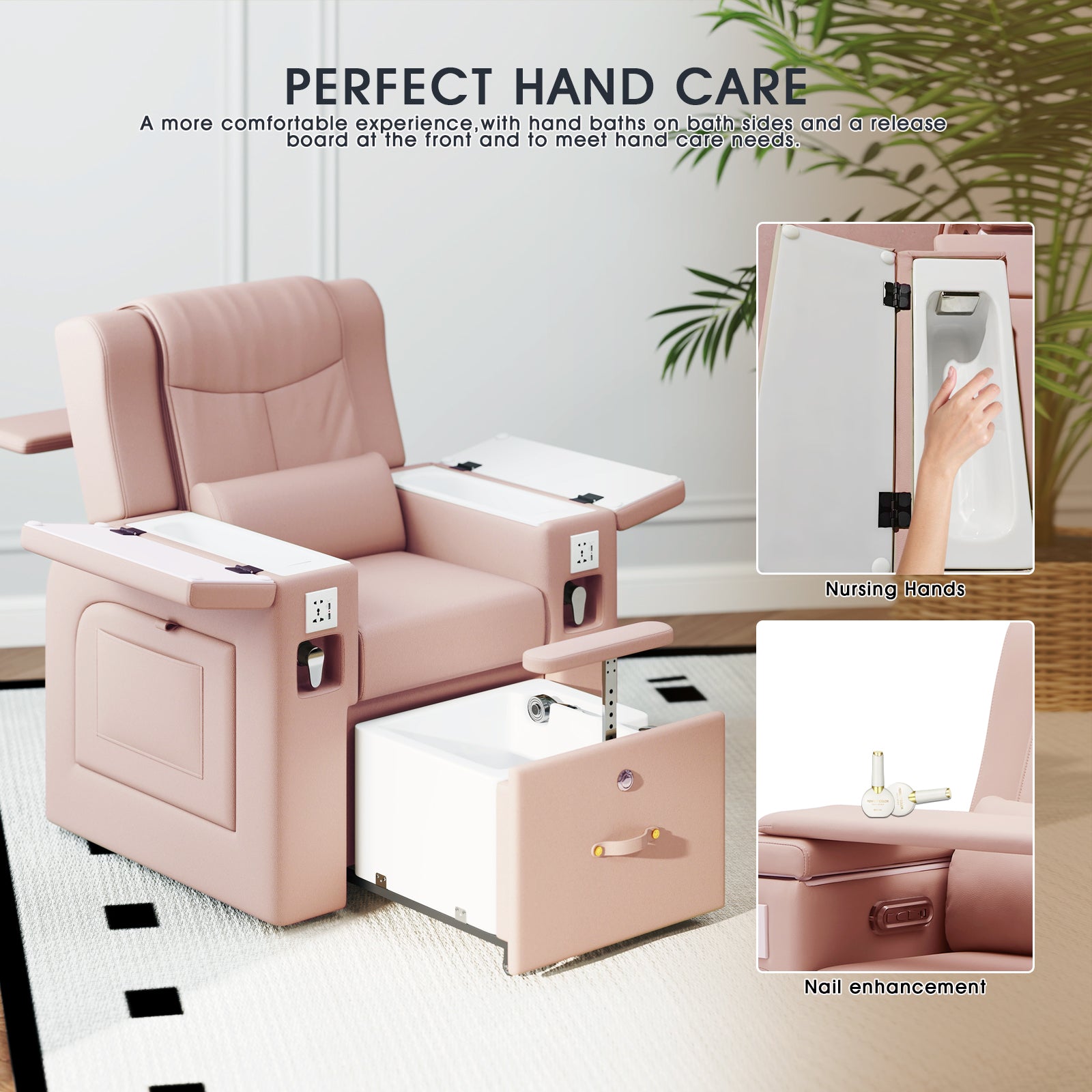 #1481 Artist hand Pedicure Spa Chair, Massage Chair, with Smart Foot Bathtub, Hand Wash, Salon Chairs for Manicure, Foot Bath