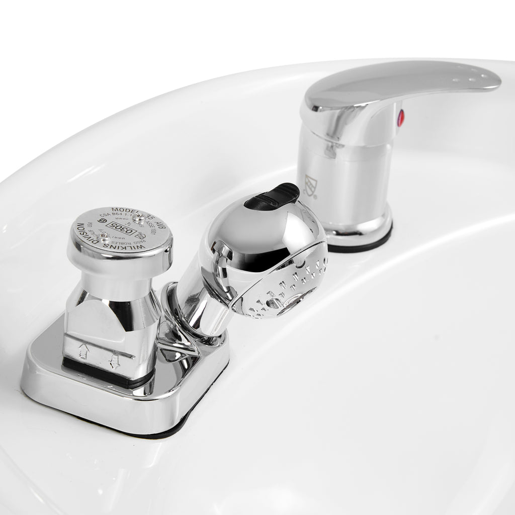 #1902 Artist Hand Shampoo Bowl, 47" Ceramic Bowl Chair Adjustable Backwash Shampoo Station Footrest Salon Equipment(White Bowl)