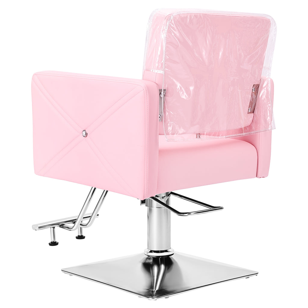 #5437 Pink Salon Chair for Hair Stylist with Back Cover, Hydraulic Hair Chair 360 Swivel Barber Chair, Beauty Salon Equipment for Hair Stylist Women, Max Load Weight 330 Lbs