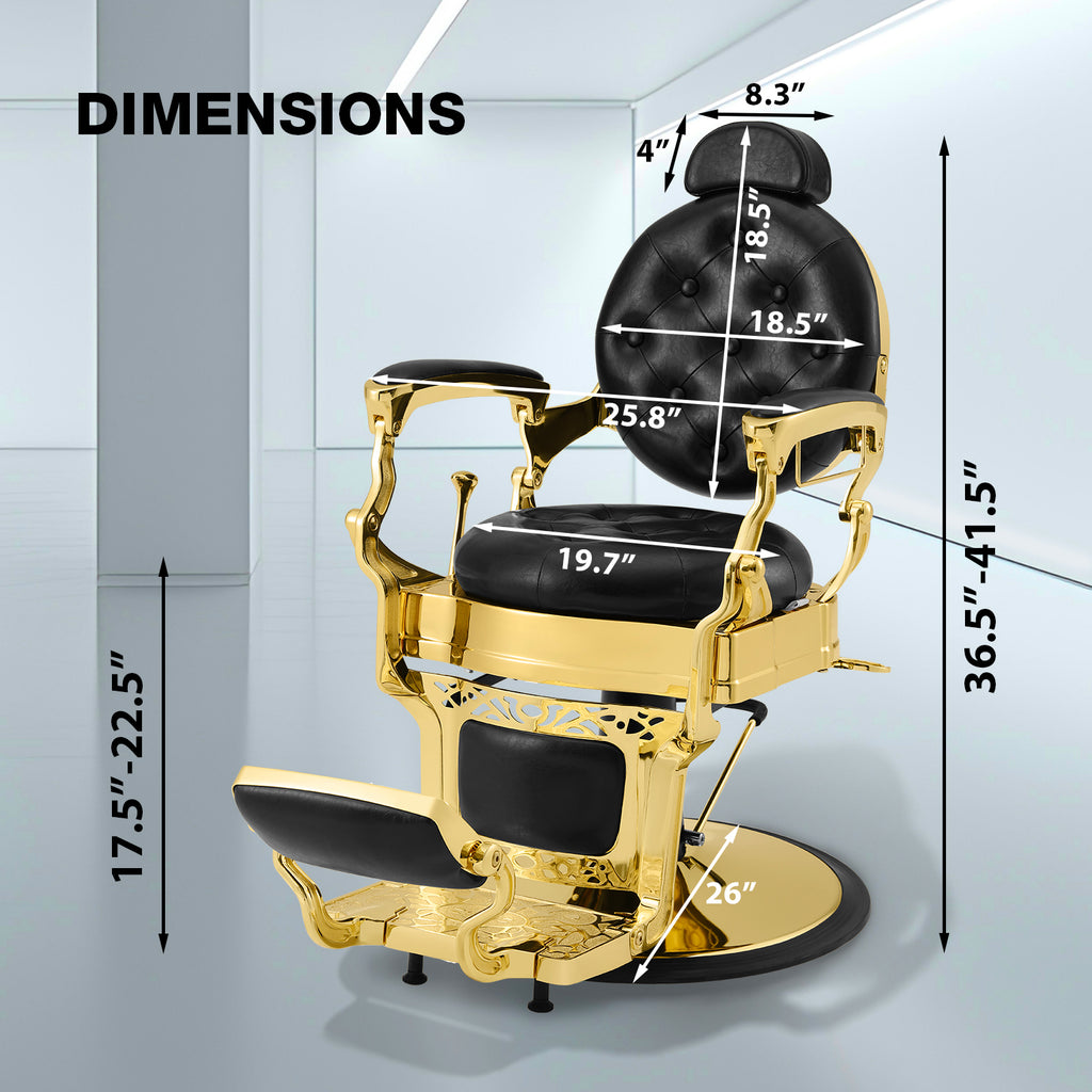 #5657 Barber Chair Classic Hydraulic Professional Vintage Heavy Duty Barber Chair with Adjustable Height Headrest for Salon & Home