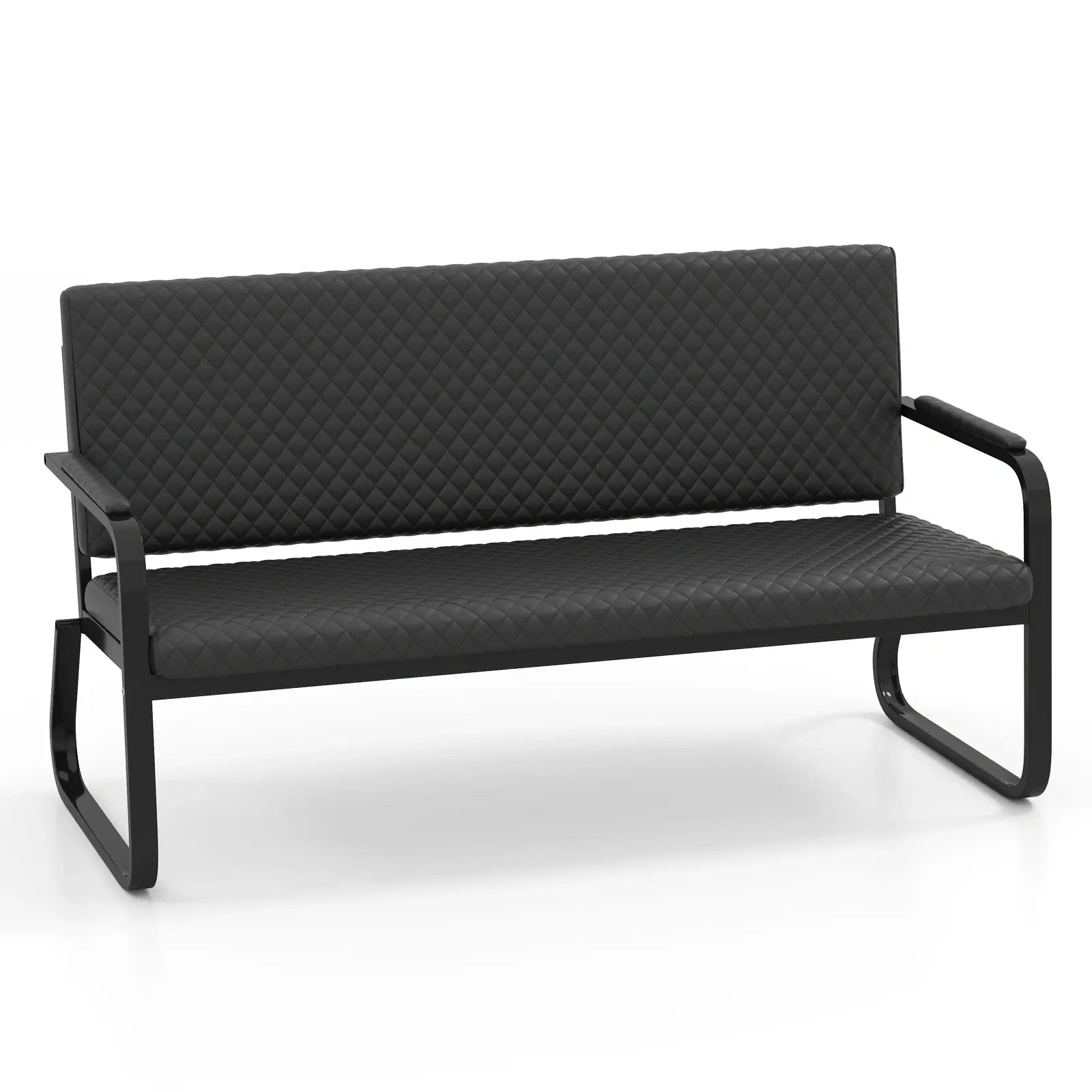 #1020 Waiting Chair, 56" Office Guest Chair, Reception Seating with Padded Cushion, Durable Metal Frame, for Beauty Salon Barber Shop