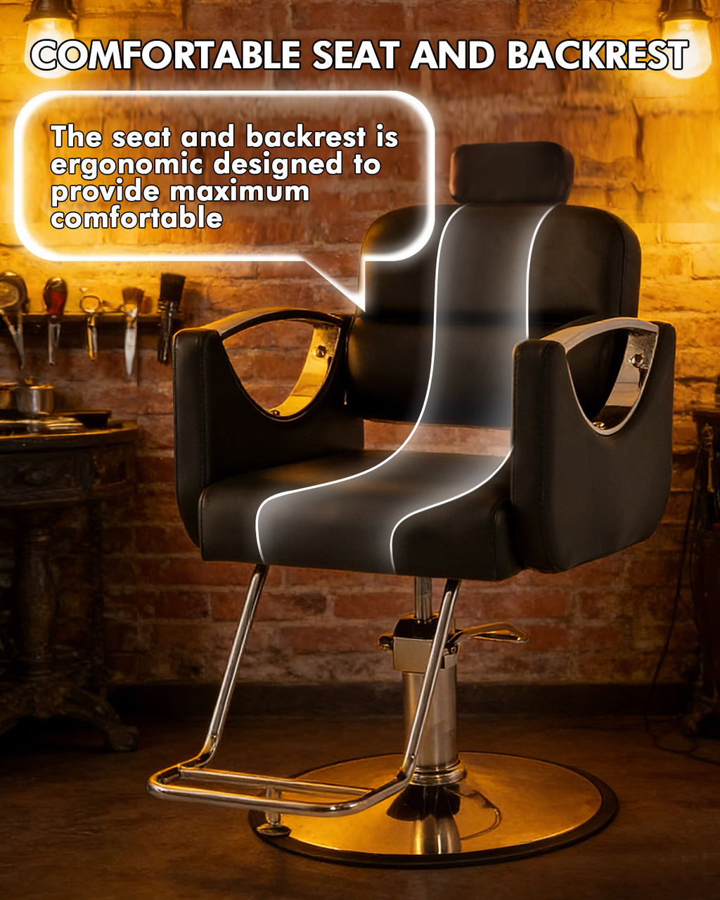 #2015 Barber Salon Chairs, Reclining Salon Chair for Hair Stylist, Hair Salon Chair with Heavy Duty Hydraulic Pump, 360 Degree Swivel Adjustable Height for Barbershop, Beauty Salon Equipment, Black