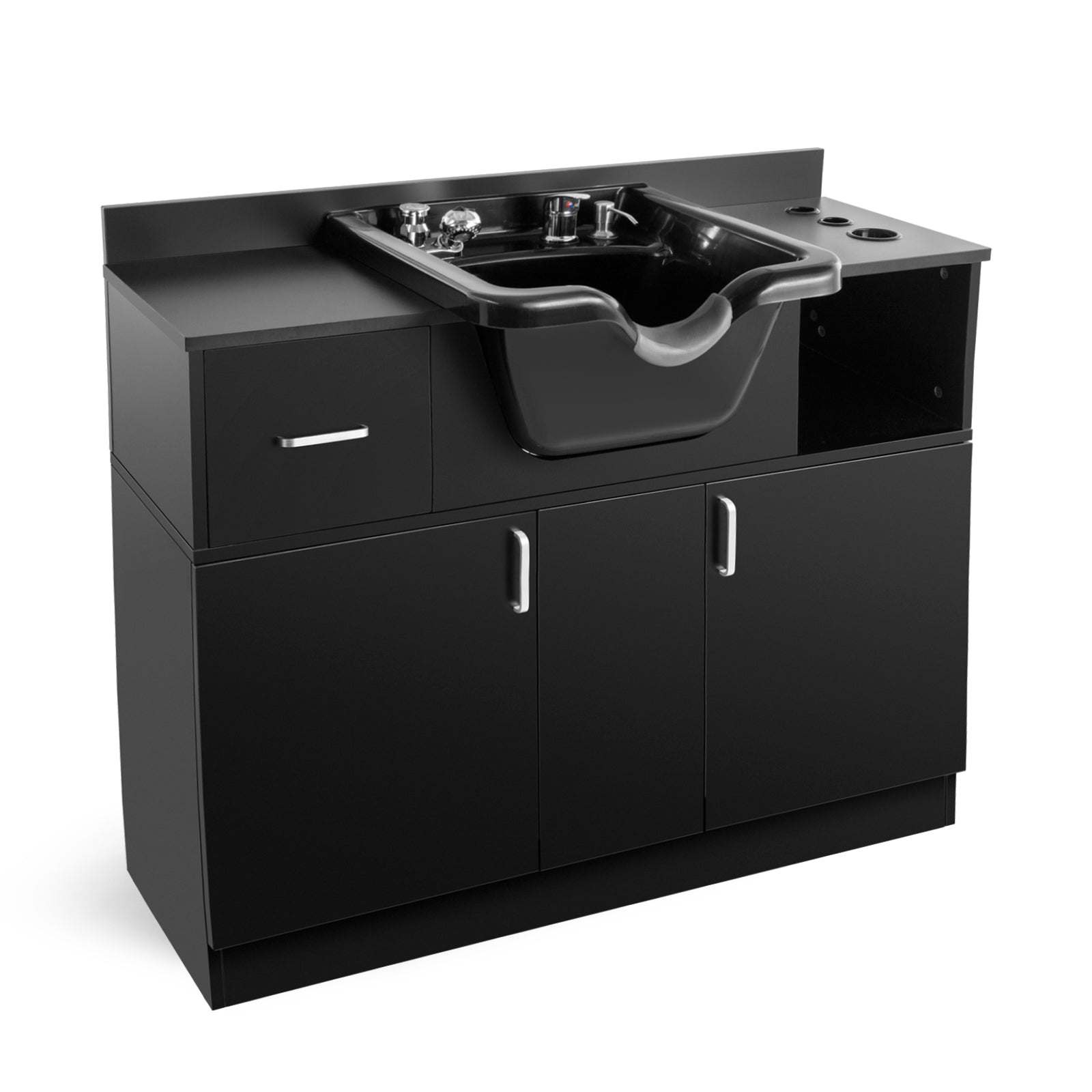 #10103 Shampoo Stations for Salons Hair washing station Bowl and Drawer, Salon Sink Backwash Salon Station with USB, 110V Outlets, Hair Dryer Holes, and P Trap, Salon Equipment for Spa Beauty