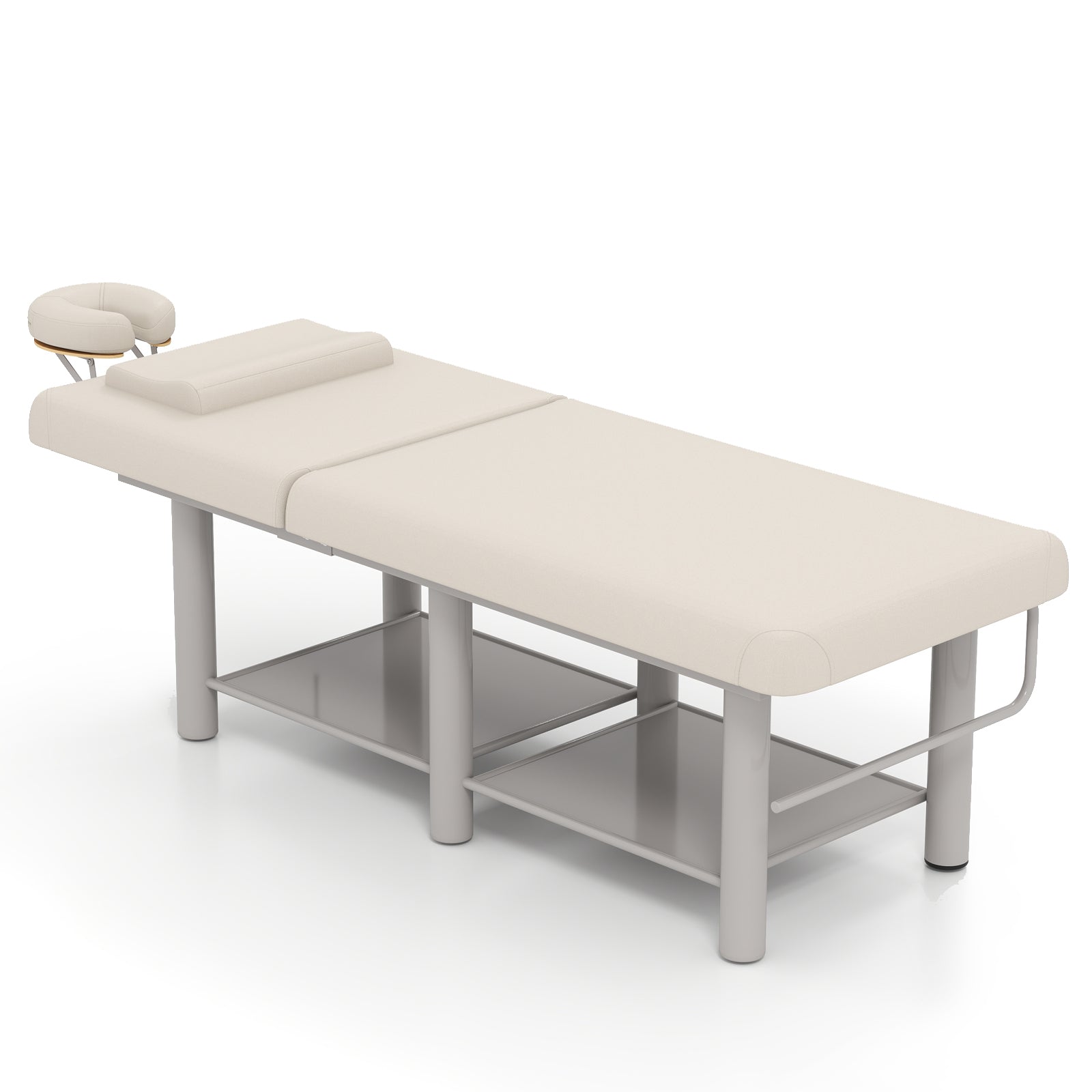 #7822 Heavy Duty Wide Stationary Massage Table Metal Frame PU Leather Spa Facial Professional Adjustable Massage Bed with Open-Chest & Headrest for Treatment Physical Therapy Tatoo Salon Equipment