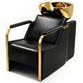#6323 Shampoo Chair with Adjustable Neck Rest ??¡§?C Durable Wash Chair with High-End Ceramic Shampoo Bowl, Retro Design, Easy-to-Clean, Professional Salon Equipment (Gold)