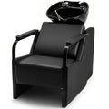 #0313 Shampoo Chair with Adjustable Neck Rest - Durable Wash Chair with Ceramic Shampoo Bowl, Retro Design, Easy-to-Clean, Professional Salon Equipment (Black)