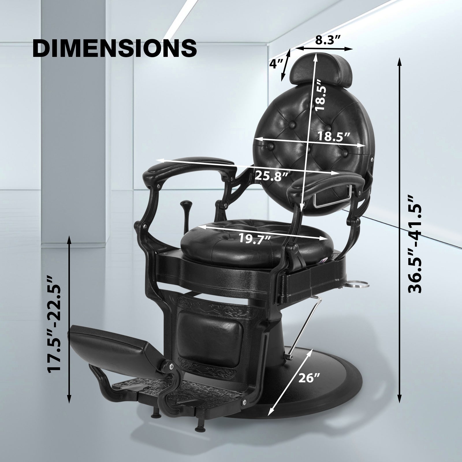 #5051 Retro Barber Chair Heavy Duty Vintage Salon Chair