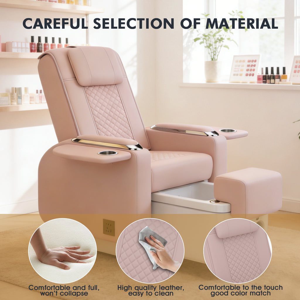 #1483 Spa Chair with Foot Spa Basin, Manicure & Massage Chair, Electric Recline, 4-Head Back Massage, Hot/Cold Water Controls, LED Light & Jet Tub, Fast Drain Pump, Pull-Out Bowl