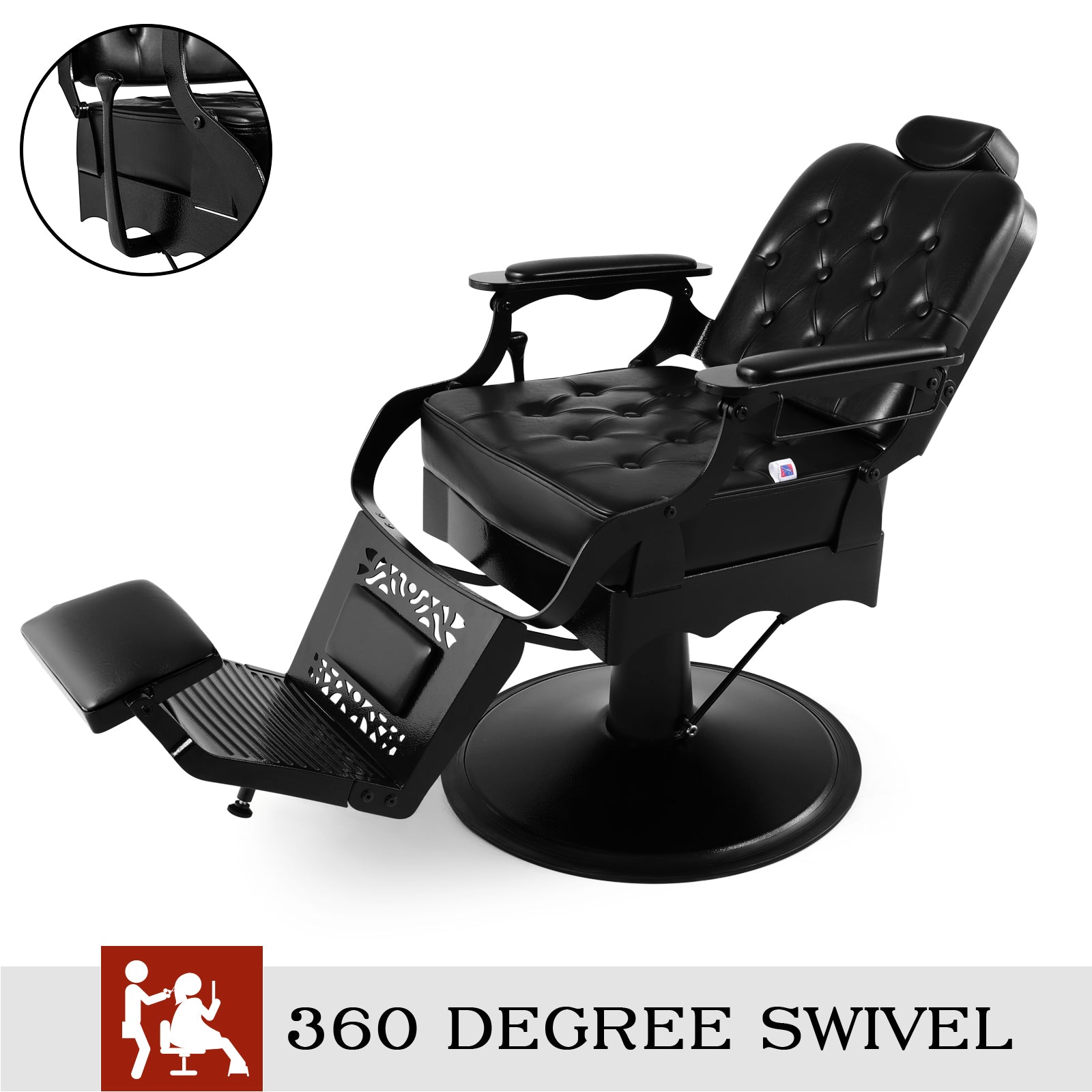 #5013 Vintage Barber Chair Heavy Duty Hydraulic Recline Salon Chair Classic Barber Chairs for Hair Stylist Tattoo Chair Barber Salon Equipment
