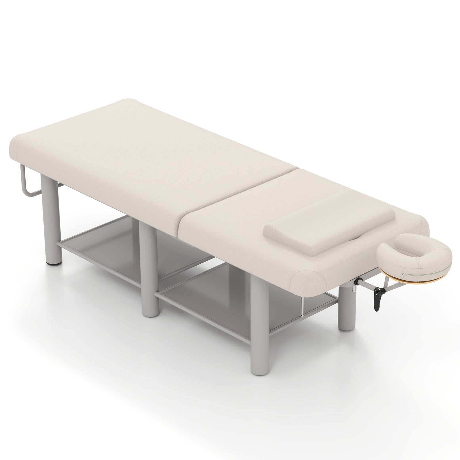 #7822 Heavy Duty Wide Stationary Massage Table Metal Frame PU Leather Spa Facial Professional Adjustable Massage Bed with Open-Chest & Headrest for Treatment Physical Therapy Tatoo Salon Equipment