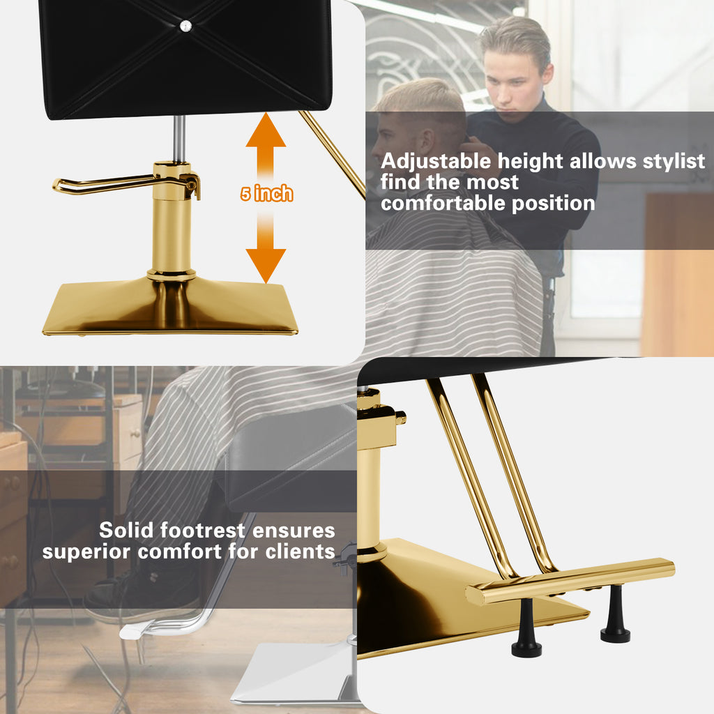 #5237 Hair Salon Chair Black and Gold, Hydraulic Styling Chair with Heavy Duty Pump, 360 Degree Swivel Barber Chair, Beauty Salon Equipment for Hair Stylist, Max Load 330 Lbs