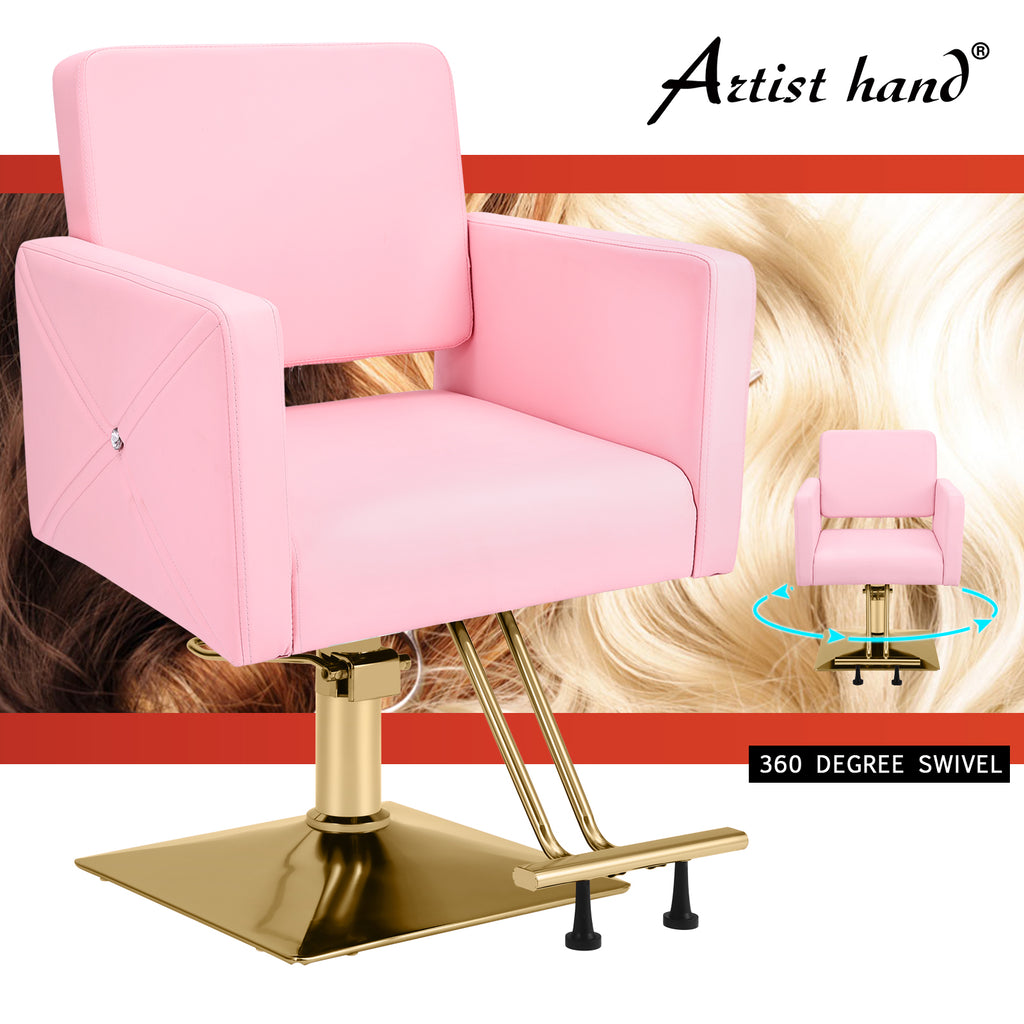 #5537 Hair Salon Chair Pink and Gold, Hydraulic Styling Chair with Heavy Duty Pump, 360 Degree Swivel Barber Chair, Beauty Salon Equipment for Hair Stylist, Max Load 330 Lbs