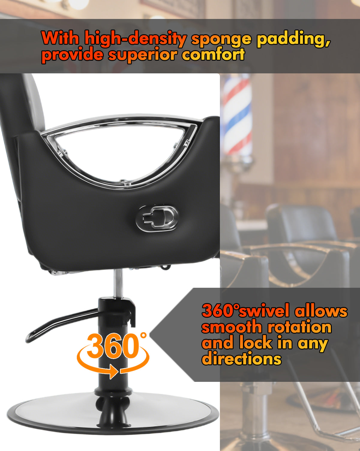 #2015 Barber Salon Chairs, Reclining Salon Chair for Hair Stylist, Hair Salon Chair with Heavy Duty Hydraulic Pump, 360 Degree Swivel Adjustable Height for Barbershop, Beauty Salon Equipment, Black