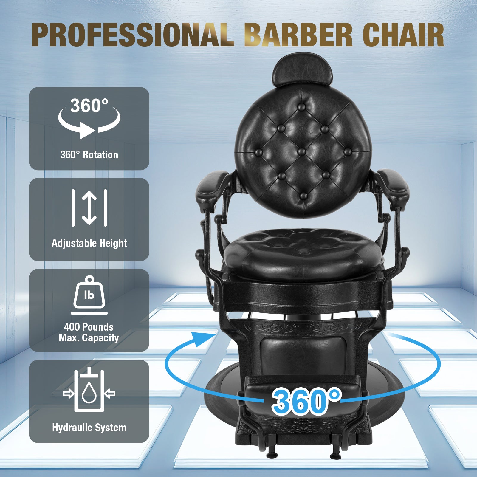 #5051 Retro Barber Chair Heavy Duty Vintage Salon Chair