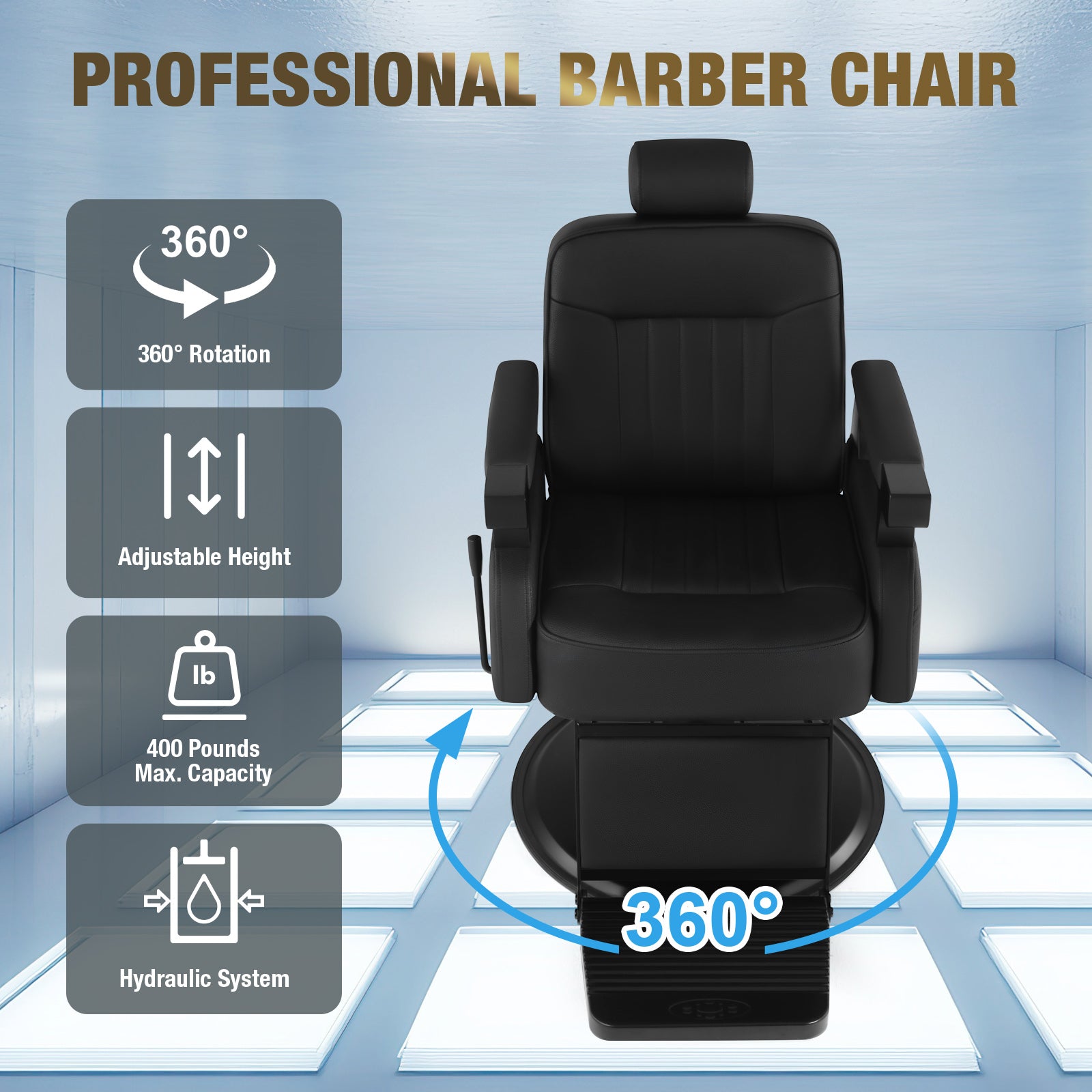 #5081 Artist hand Barber Chair, Vintage Barber Chair Style, Reclining Hydraulic Salon Chair, Locks in Recline & Rotation, Smooth Hydraulic Lift, PU Leather, Heavy-Duty Salon Chair for Barbershop