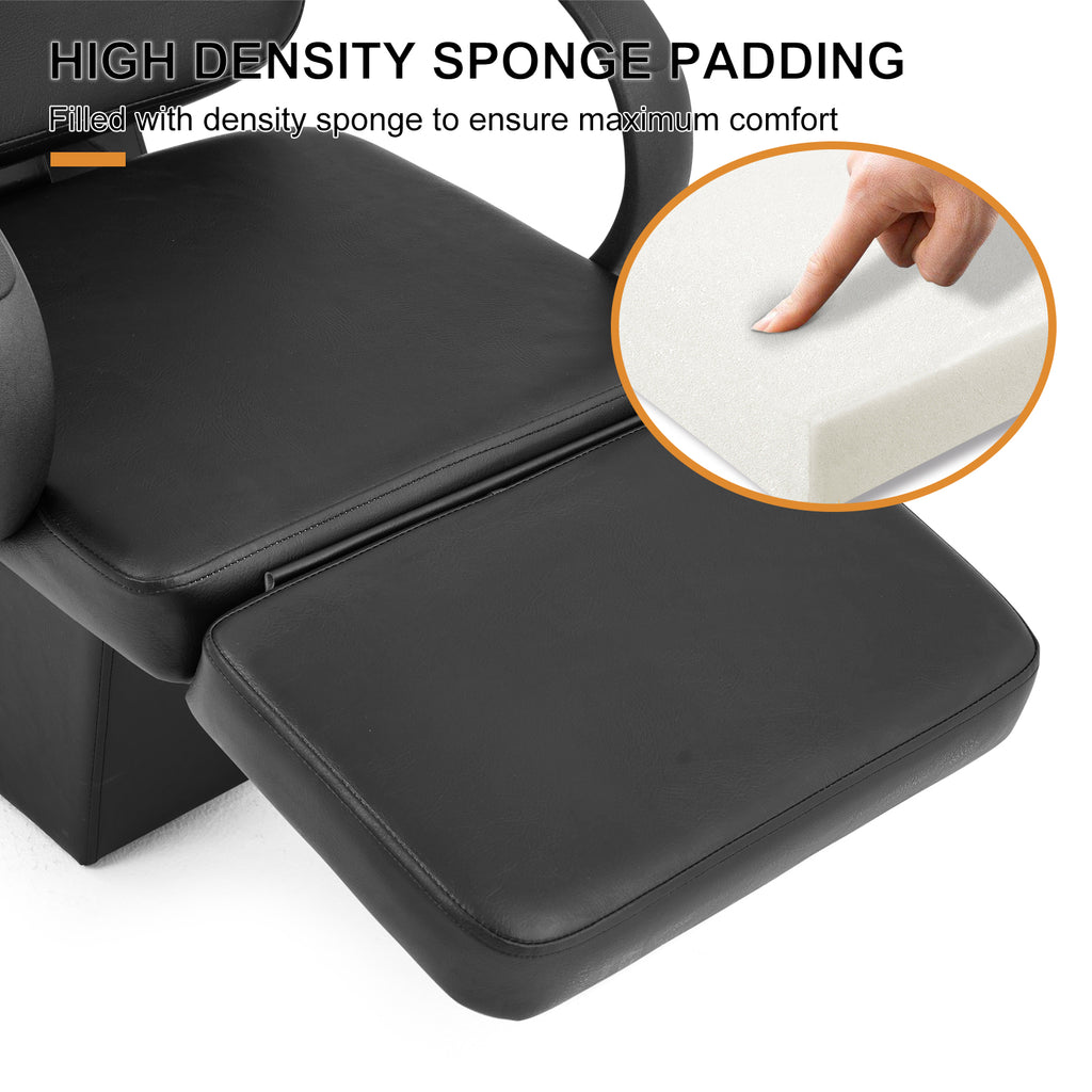 #1902 Artist Hand Shampoo Bowl, 47" Ceramic Bowl Chair Adjustable Backwash Shampoo Station Footrest Salon Equipment(White Bowl)