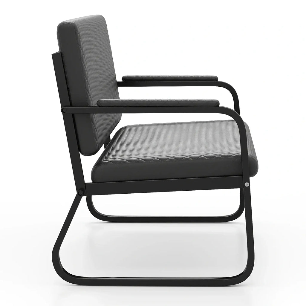 #1020 Waiting Chair, 56" Office Guest Chair, Reception Seating with Padded Cushion, Durable Metal Frame, for Beauty Salon Barber Shop