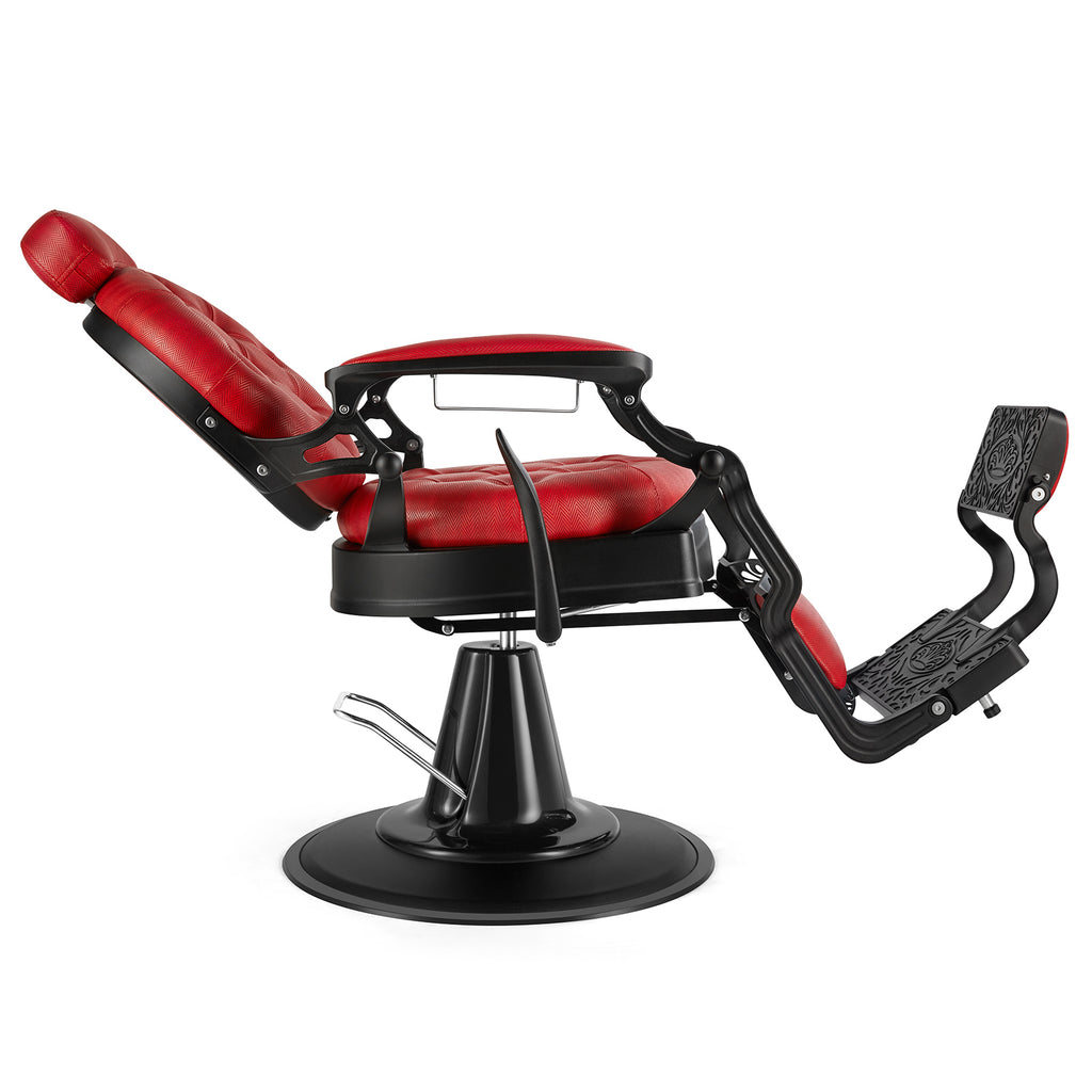 #5152 Retro Barber Chair Heavy Duty Vintage Barbershop Chair Red