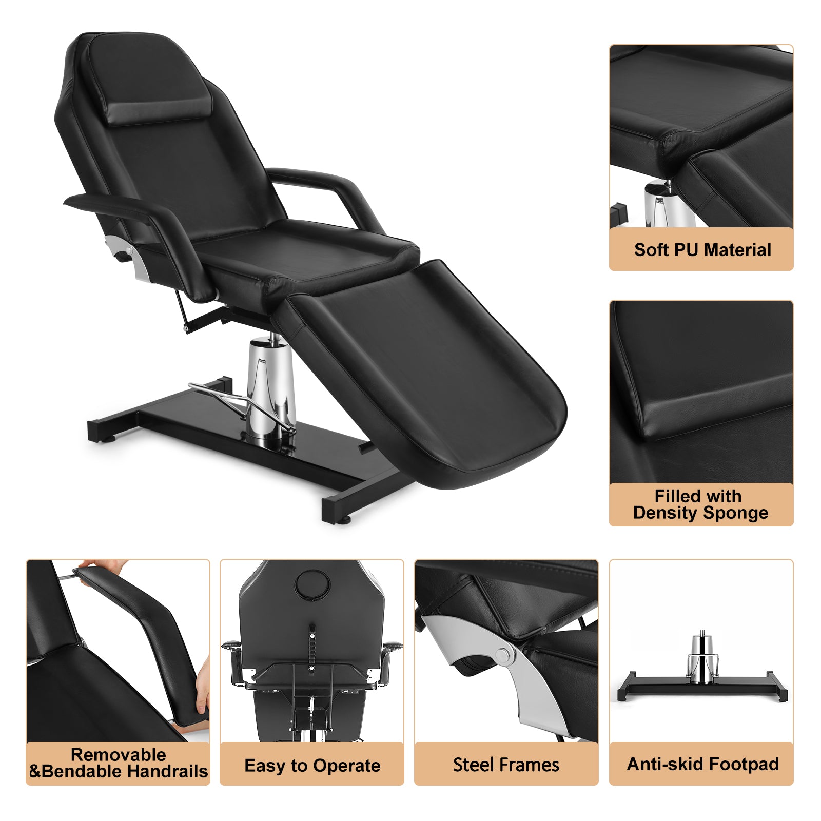 #20152 Hydraulic Facial Table Tattoo Chair Massage Bed Adjustable Professional for Esthetician Beauty Spa Lash Bed for Eyelash Extensions Salon Equipment Barber Chair Salon Chair