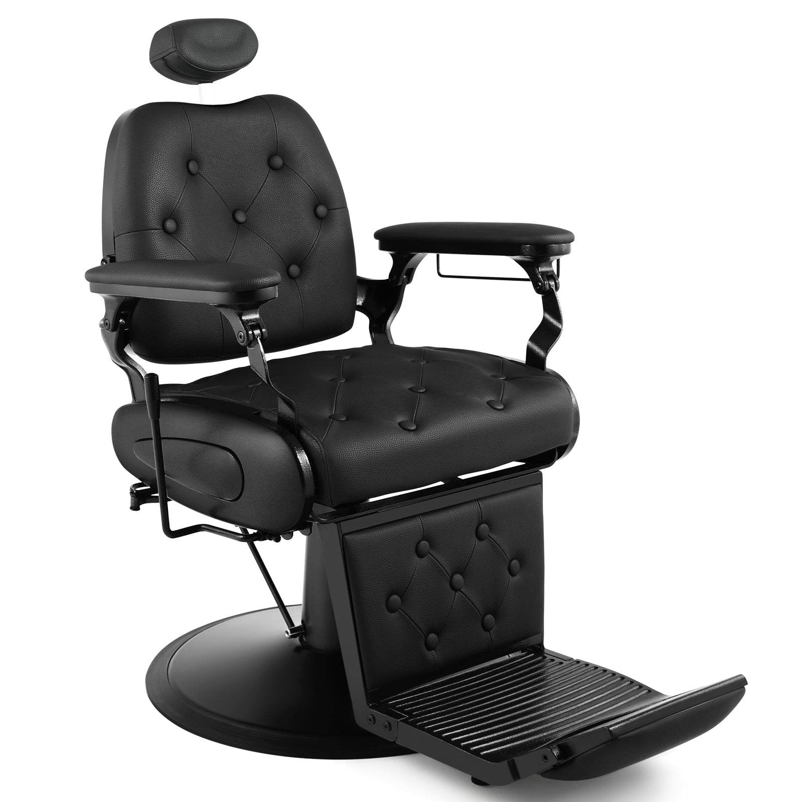 #5079 Barber Chair, Barber Chairs Professional, Vintage Barber Chair Style, Reclining Hydraulic Salon Chair, Locking Recline & 360?? Swivel, Heavy-Duty Round Base, PU Leather Barbershop