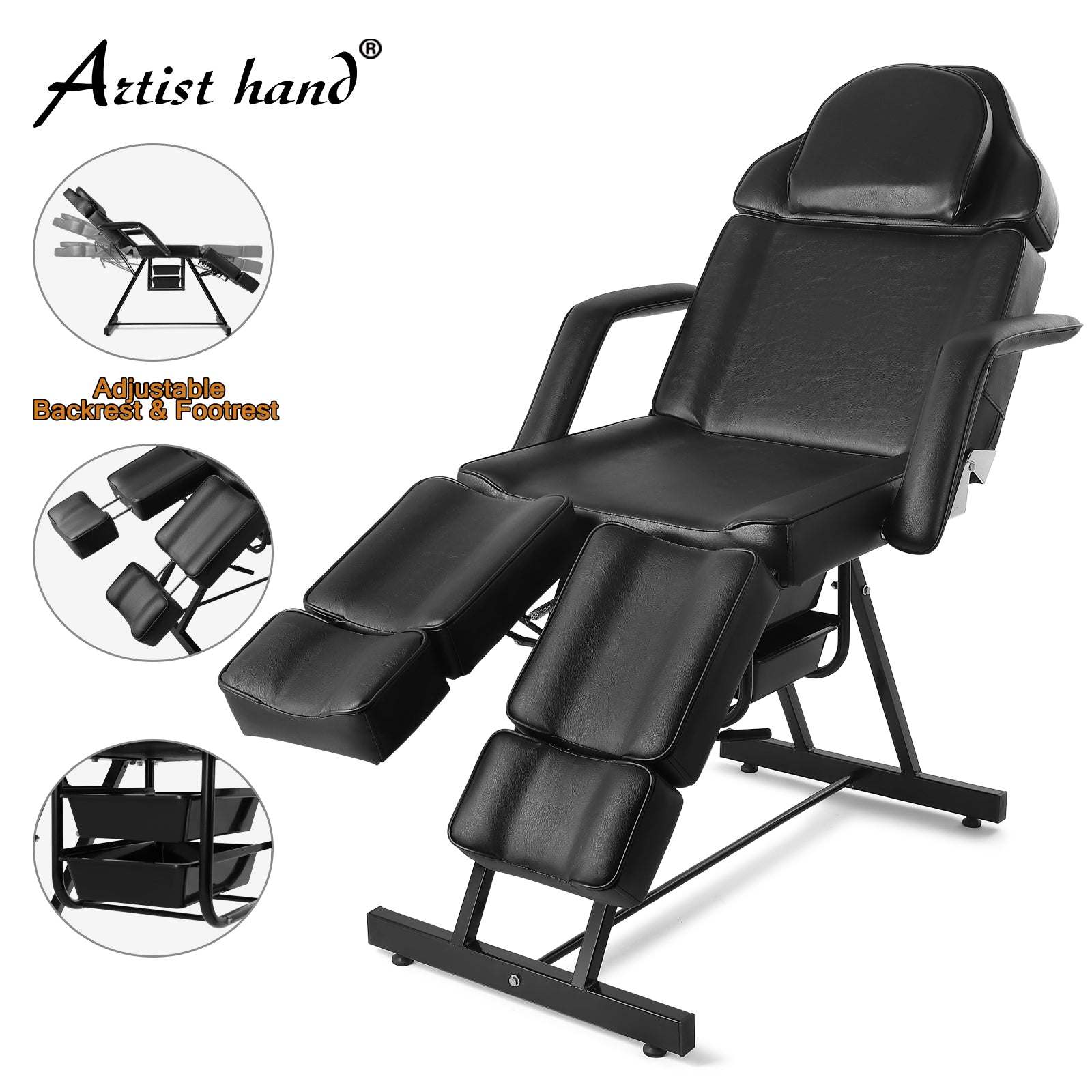 #2019 Massage Table Facial Bed Eyelash Extension Massage Bed with Tray, Split Footrests