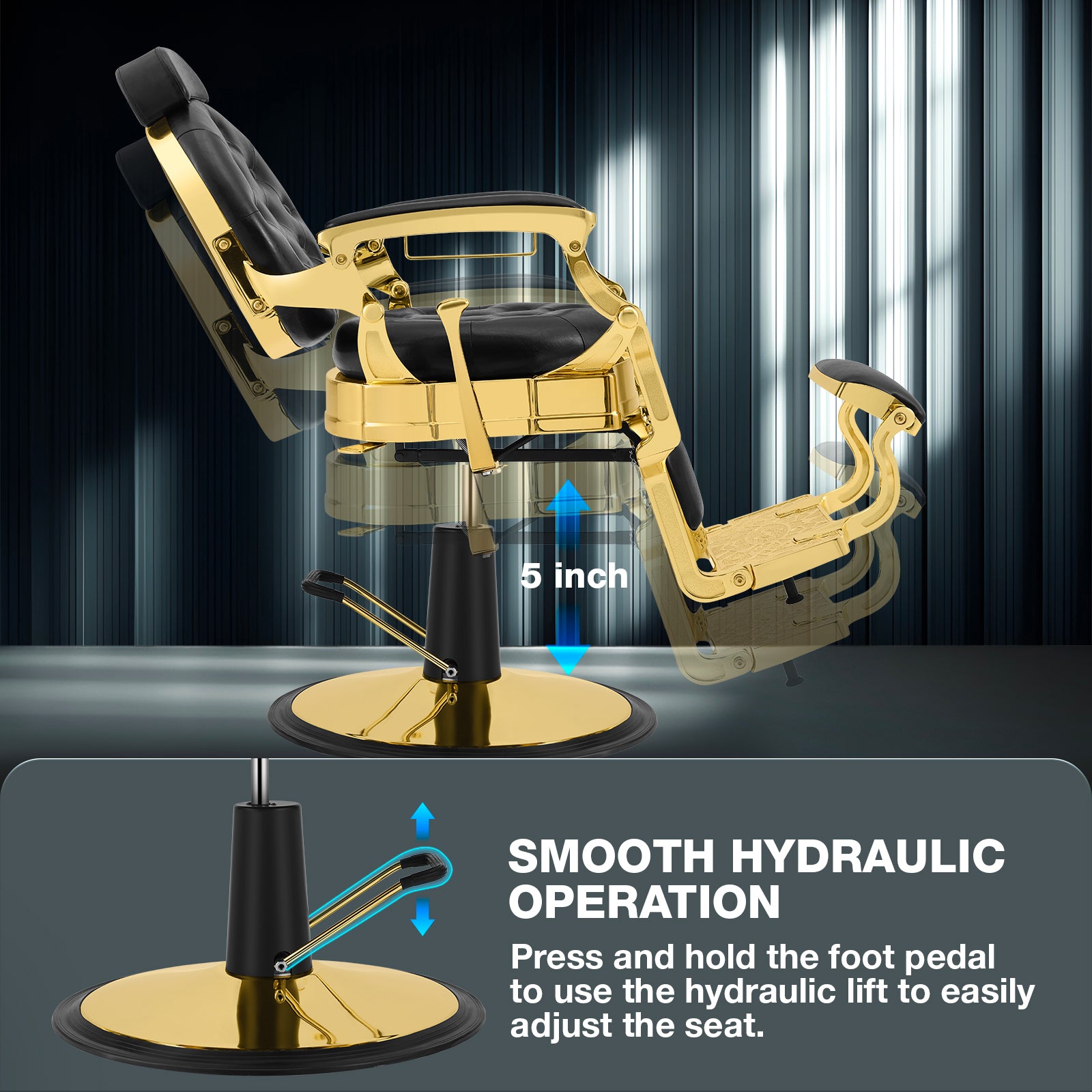 #5657 Barber Chair Classic Hydraulic Professional Vintage Heavy Duty Barber Chair with Adjustable Height Headrest for Salon & Home