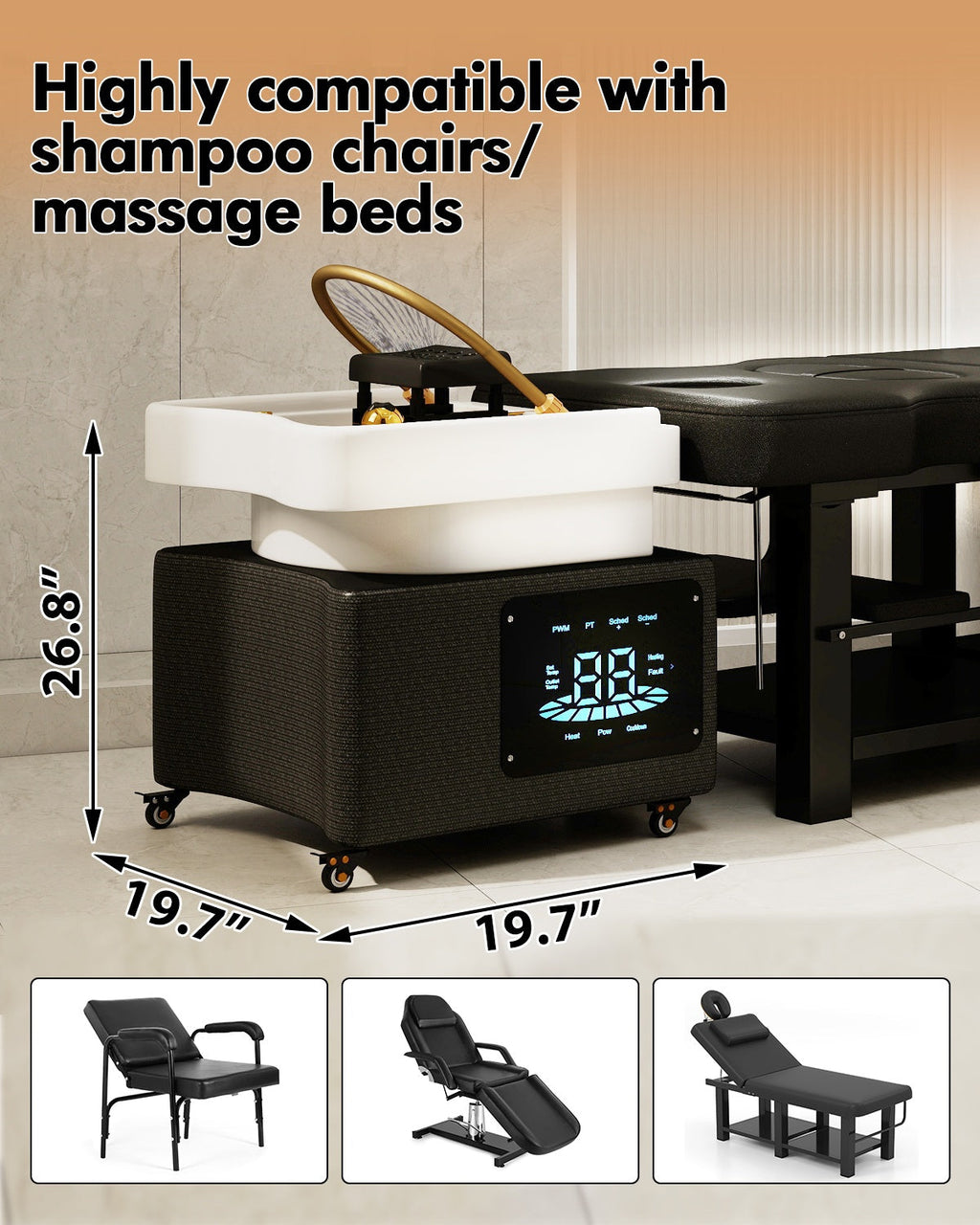 #4047 Head Spa Equipment, Waterfall Head Spa System, Shampoo Bowl, Constant Temperature System, Shower Pressure Adjustment for Beauty Salon Spa