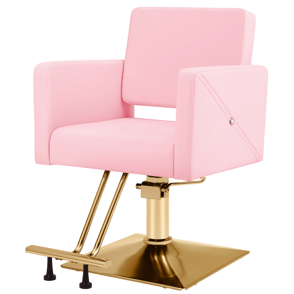 #5537 Hair Salon Chair Pink and Gold, Hydraulic Styling Chair with Heavy Duty Pump, 360 Degree Swivel Barber Chair, Beauty Salon Equipment for Hair Stylist, Max Load 330 Lbs