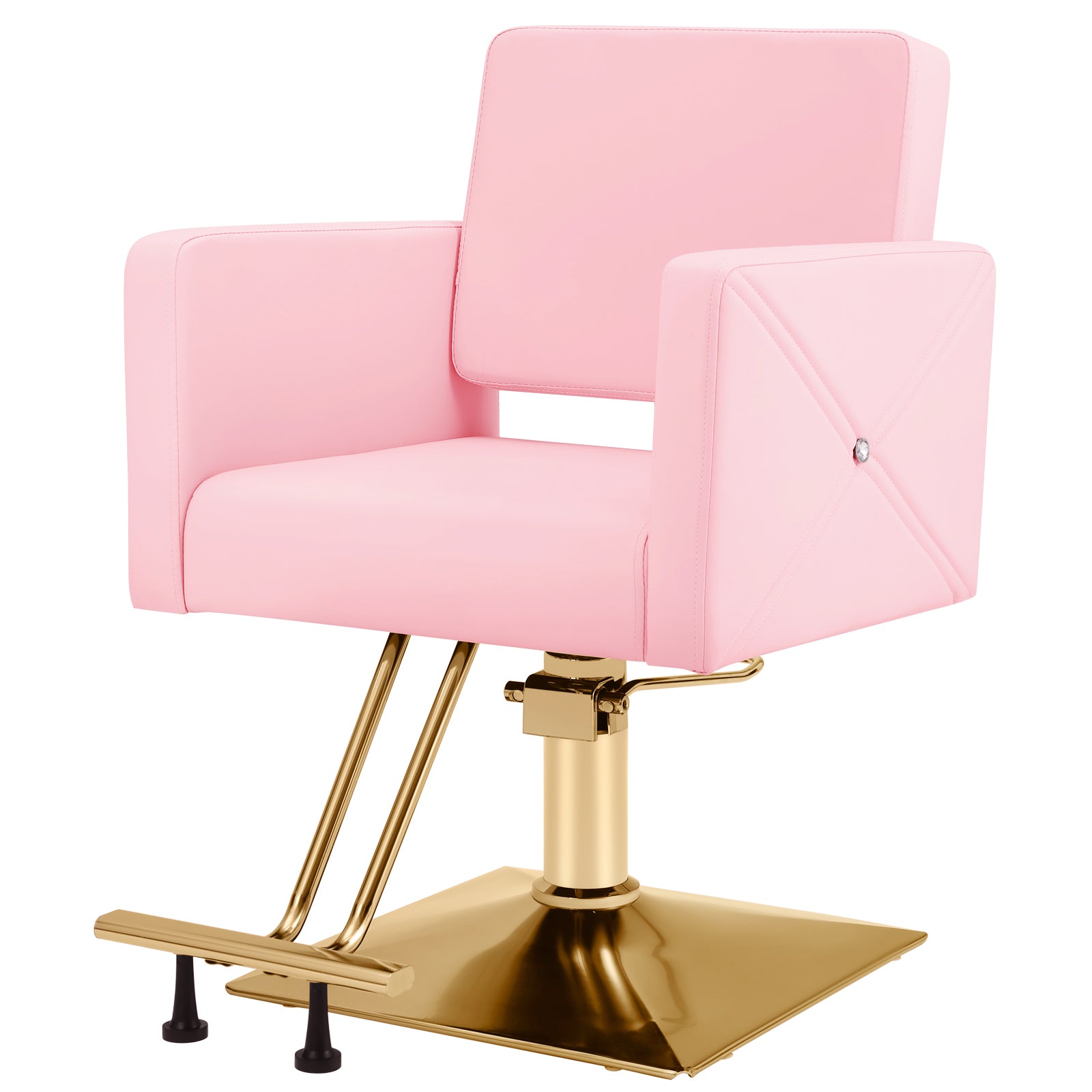 #5537 Hair Salon Chair Pink and Gold, Hydraulic Styling Chair with Heavy Duty Pump, 360 Degree Swivel Barber Chair, Beauty Salon Equipment for Hair Stylist, Max Load 330 Lbs