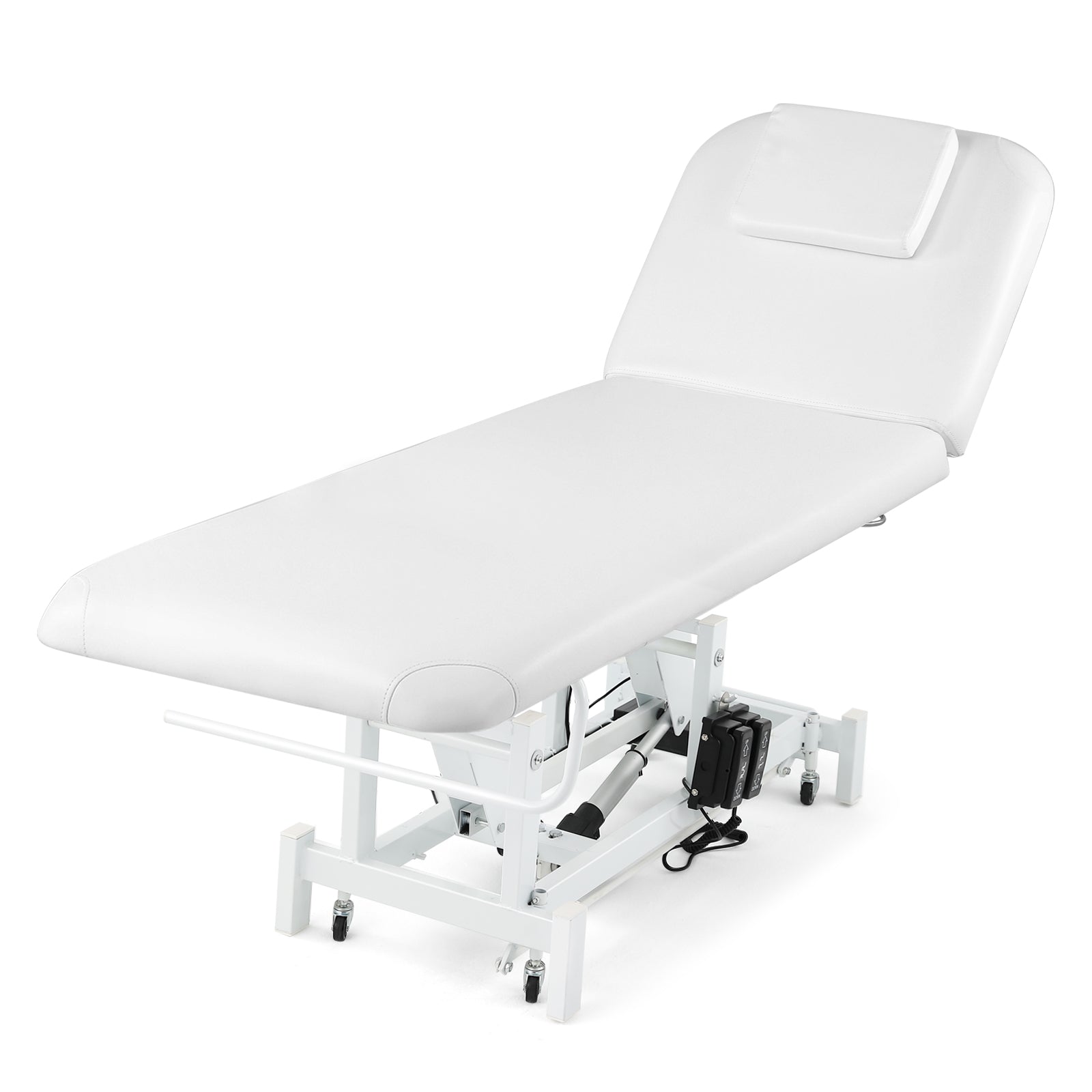 #2010 Electrical Facial Bed for Esthetician 110V Removable Massage Table 2 Motor Beauty Bed Medical Aesthetic Tattoo Chair with Adjustments, Hand/Foot-Operated,White