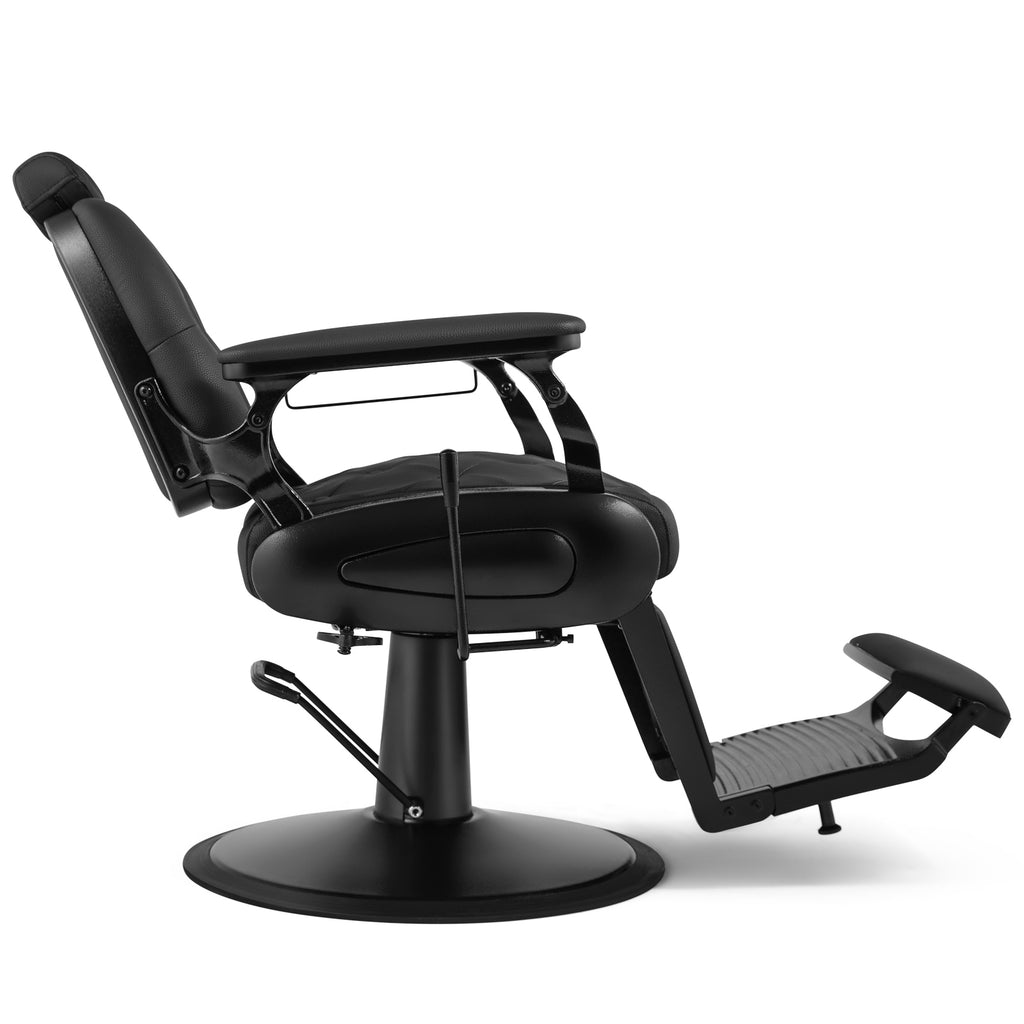 #5079 Barber Chair, Barber Chairs Professional, Vintage Barber Chair Style, Reclining Hydraulic Salon Chair, Locking Recline & 360?? Swivel, Heavy-Duty Round Base, PU Leather Barbershop