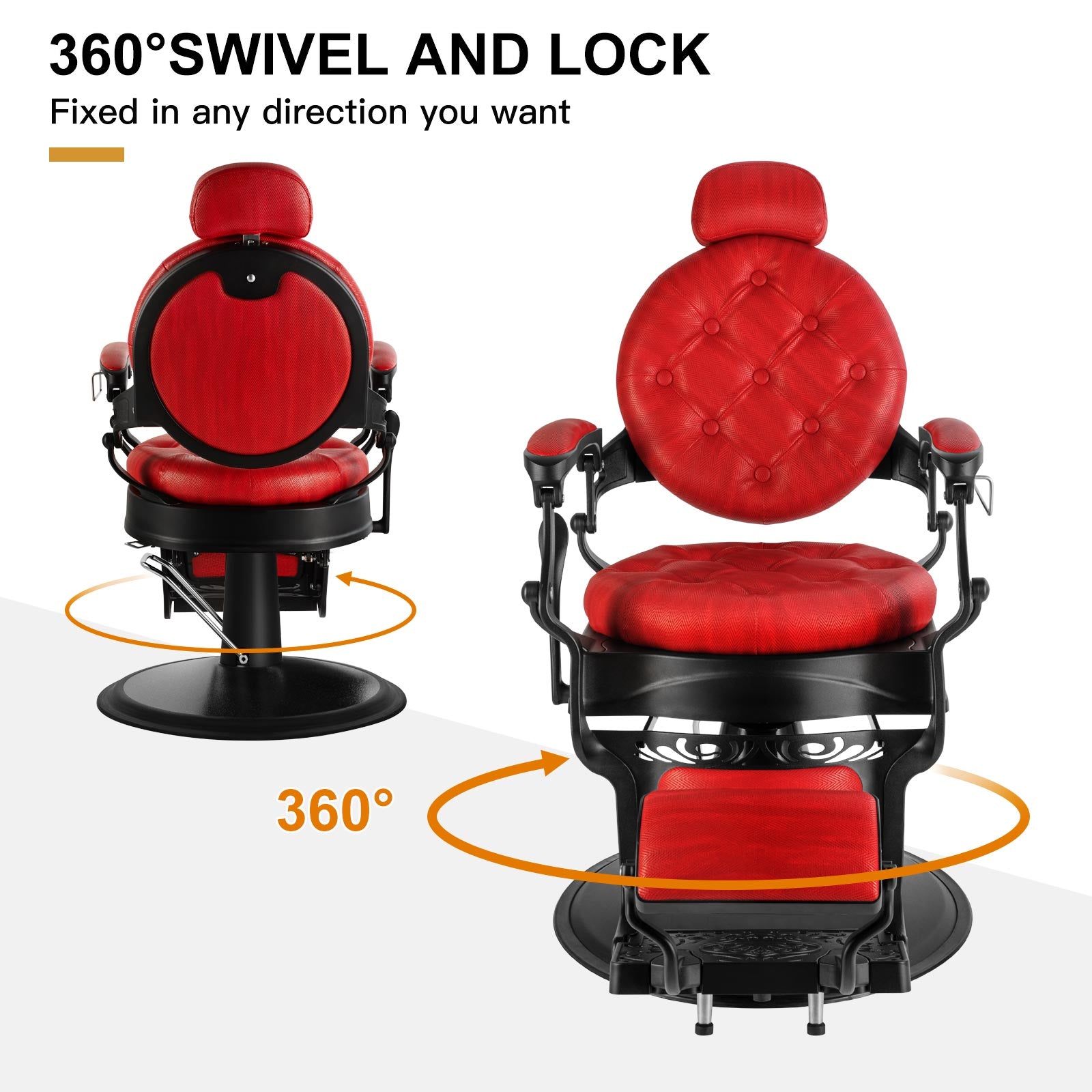 #5152 Retro Barber Chair Heavy Duty Vintage Barbershop Chair Red