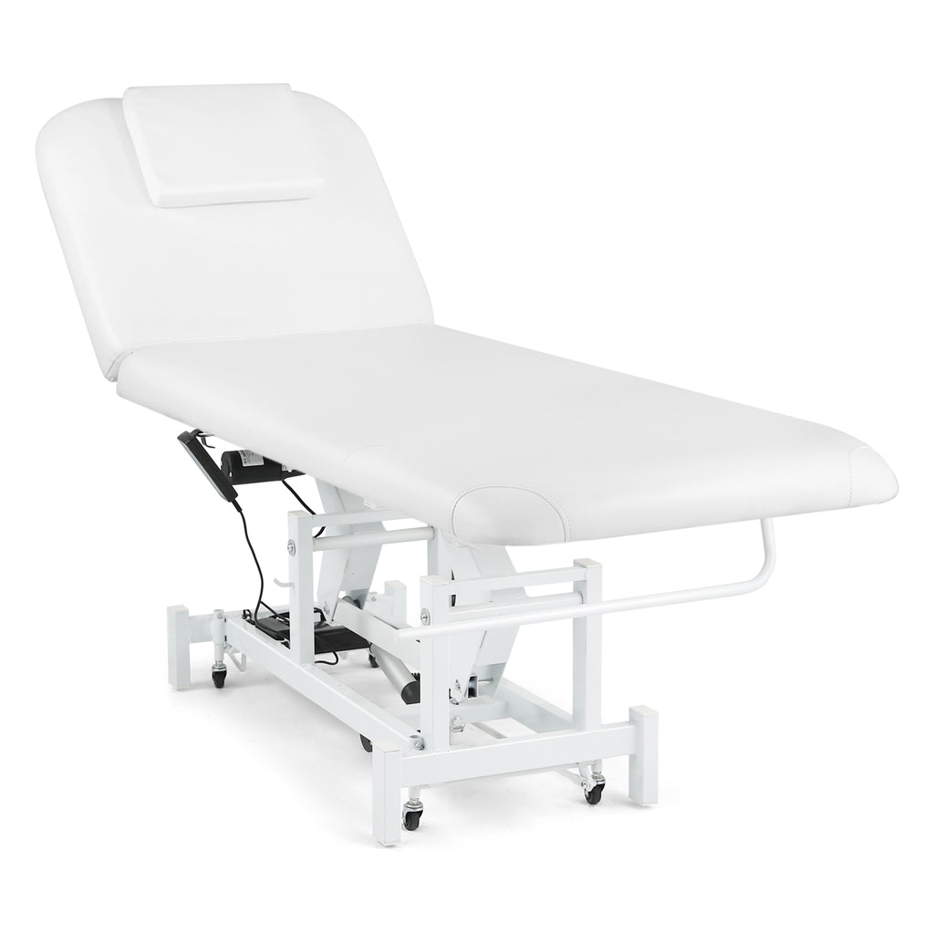 #2010 Electrical Facial Bed for Esthetician 110V Removable Massage Table 2 Motor Beauty Bed Medical Aesthetic Tattoo Chair with Adjustments, Hand/Foot-Operated,White