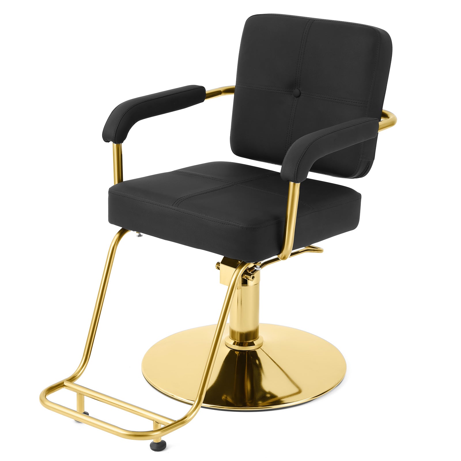#5089 Black and Gold Salon Chair, Professional Hair Stylist Chair with Heavy Duty Hydraulic Pump, 360 Degree Swivel Styling Chair, Beauty Salon Equipment, Load Capacity 330 lbs