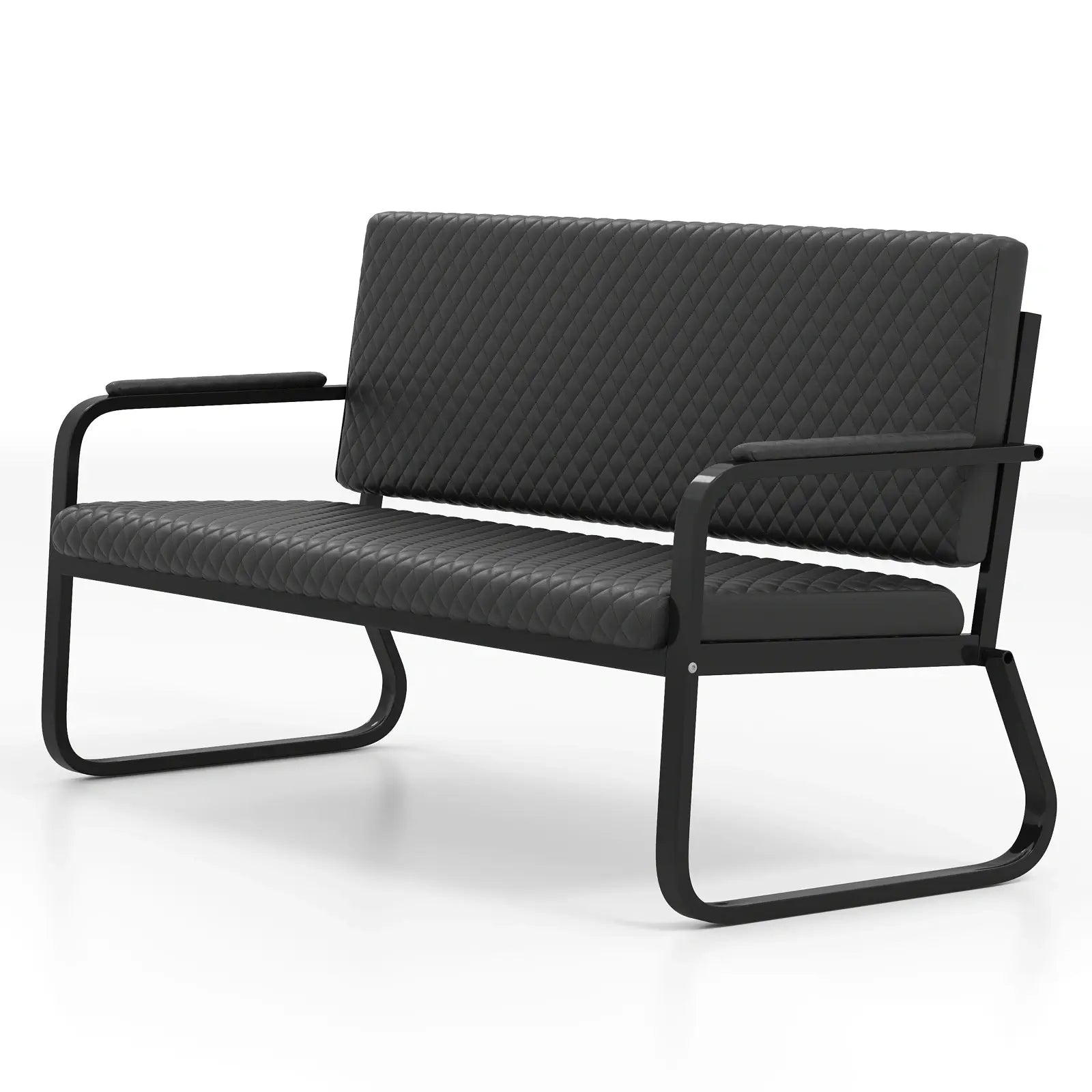 #1020 Waiting Chair, 56" Office Guest Chair, Reception Seating with Padded Cushion, Durable Metal Frame, for Beauty Salon Barber Shop