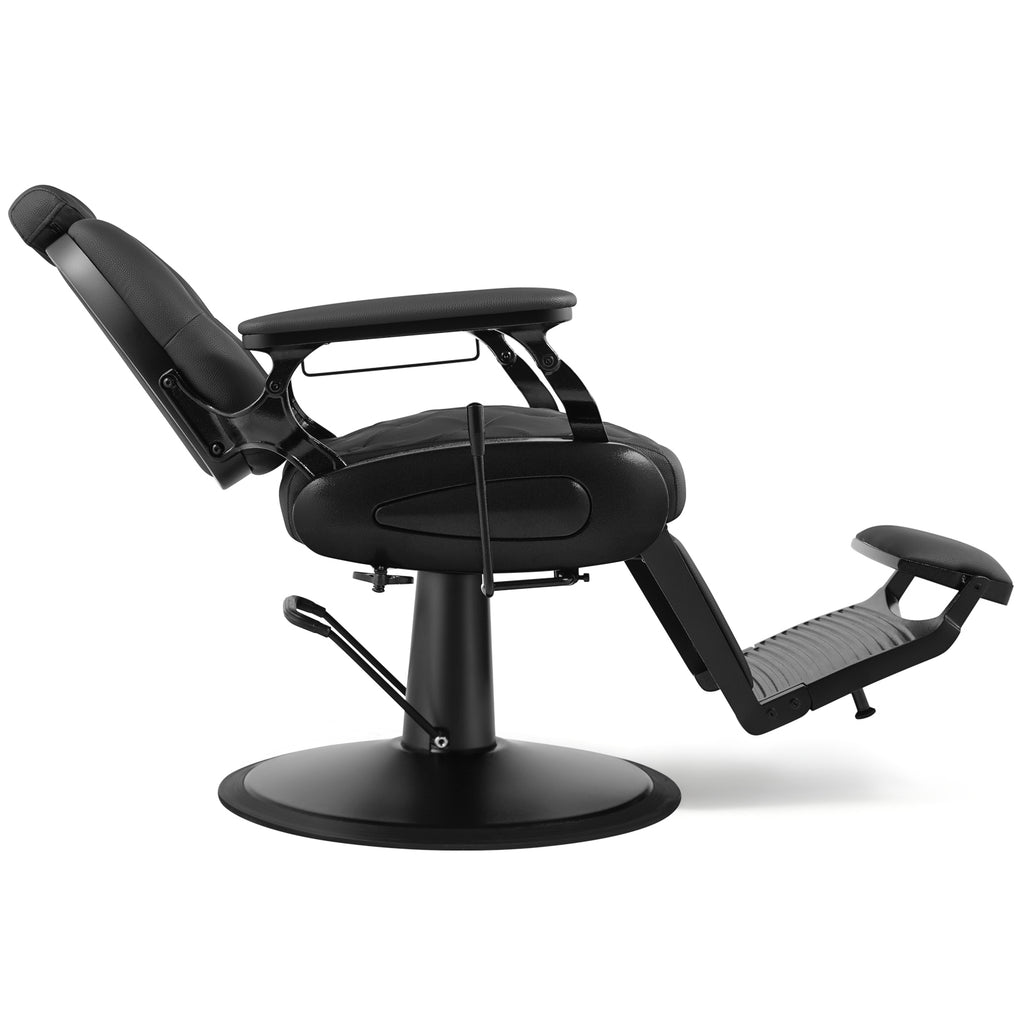 #5079 Barber Chair, Barber Chairs Professional, Vintage Barber Chair Style, Reclining Hydraulic Salon Chair, Locking Recline & 360?? Swivel, Heavy-Duty Round Base, PU Leather Barbershop