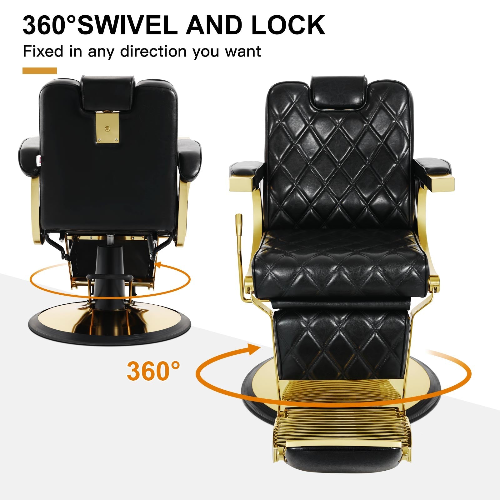 #5636 Prestige Wide Backrest Barber Chair Gold and Black