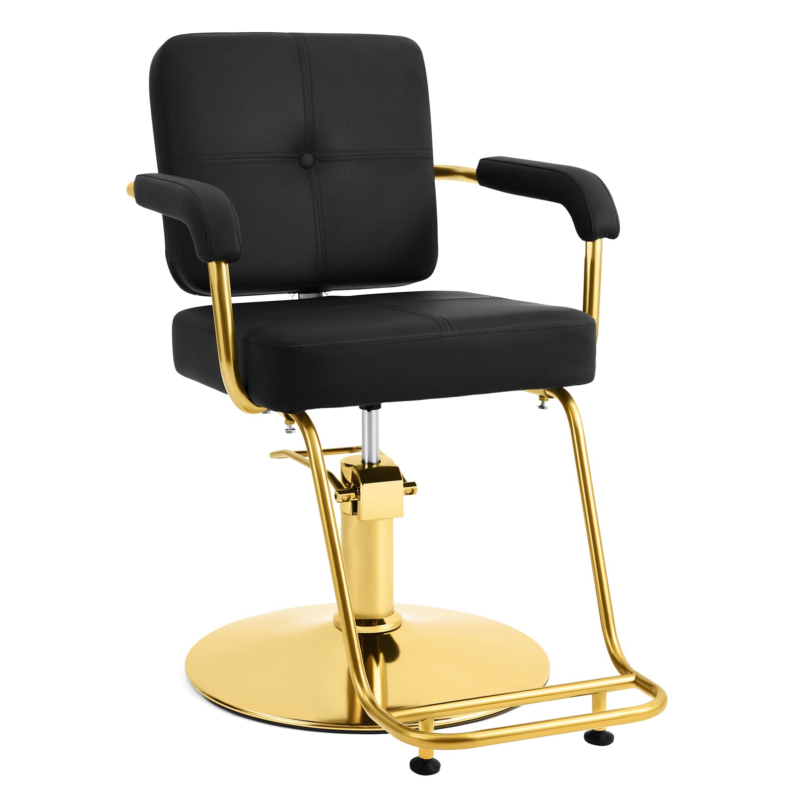 #5089 Black and Gold Salon Chair, Professional Hair Stylist Chair with Heavy Duty Hydraulic Pump, 360 Degree Swivel Styling Chair, Beauty Salon Equipment, Load Capacity 330 lbs