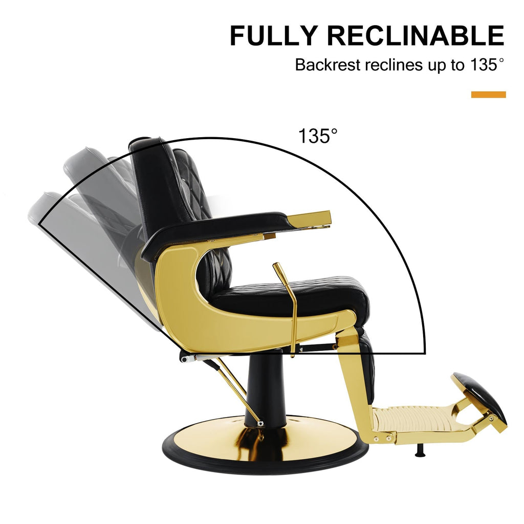 #5636 Prestige Wide Backrest Barber Chair Gold and Black
