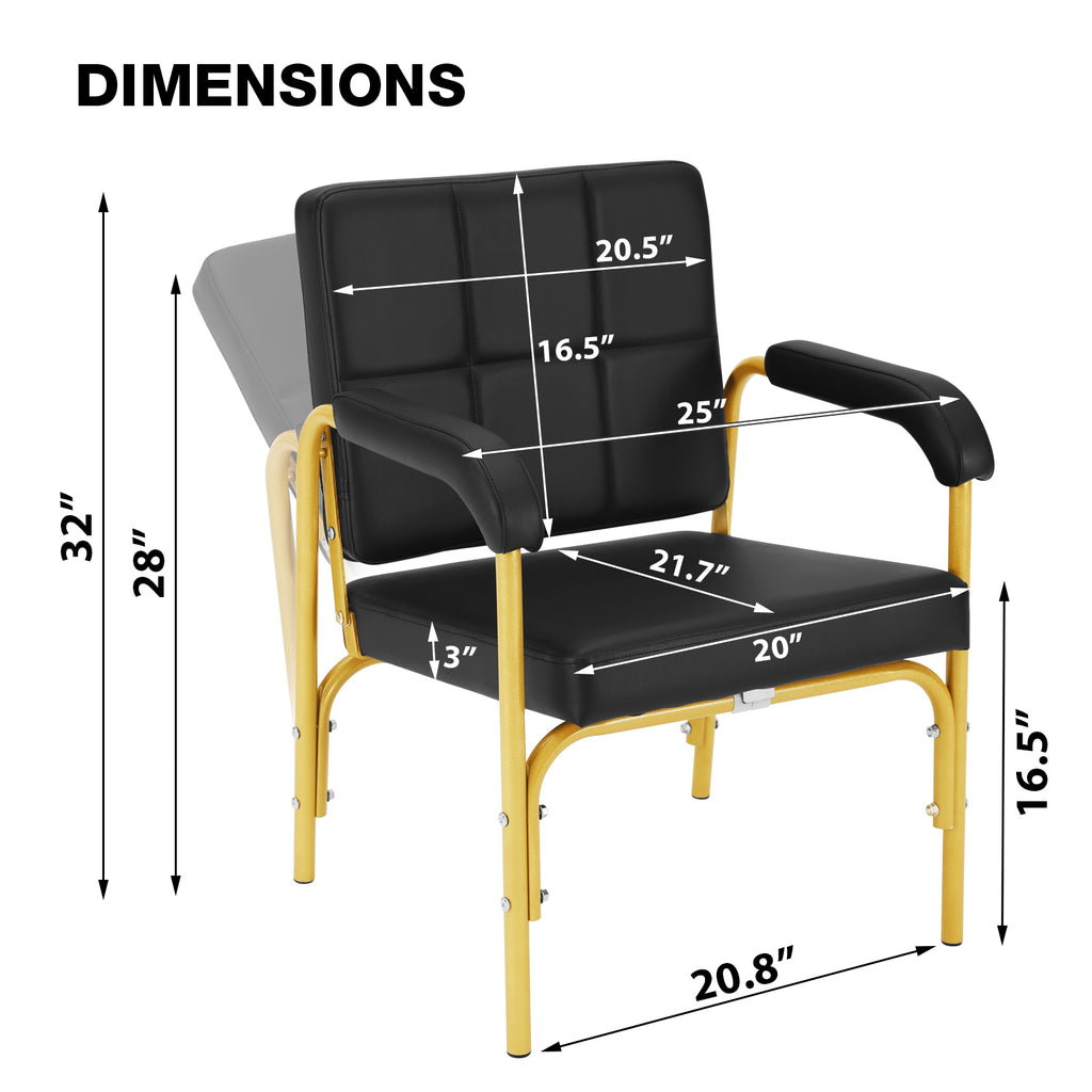 #1007 Black Gold HeavyDuty Reclining Barber Shampoo Chair Salon Spa Beauty Styling